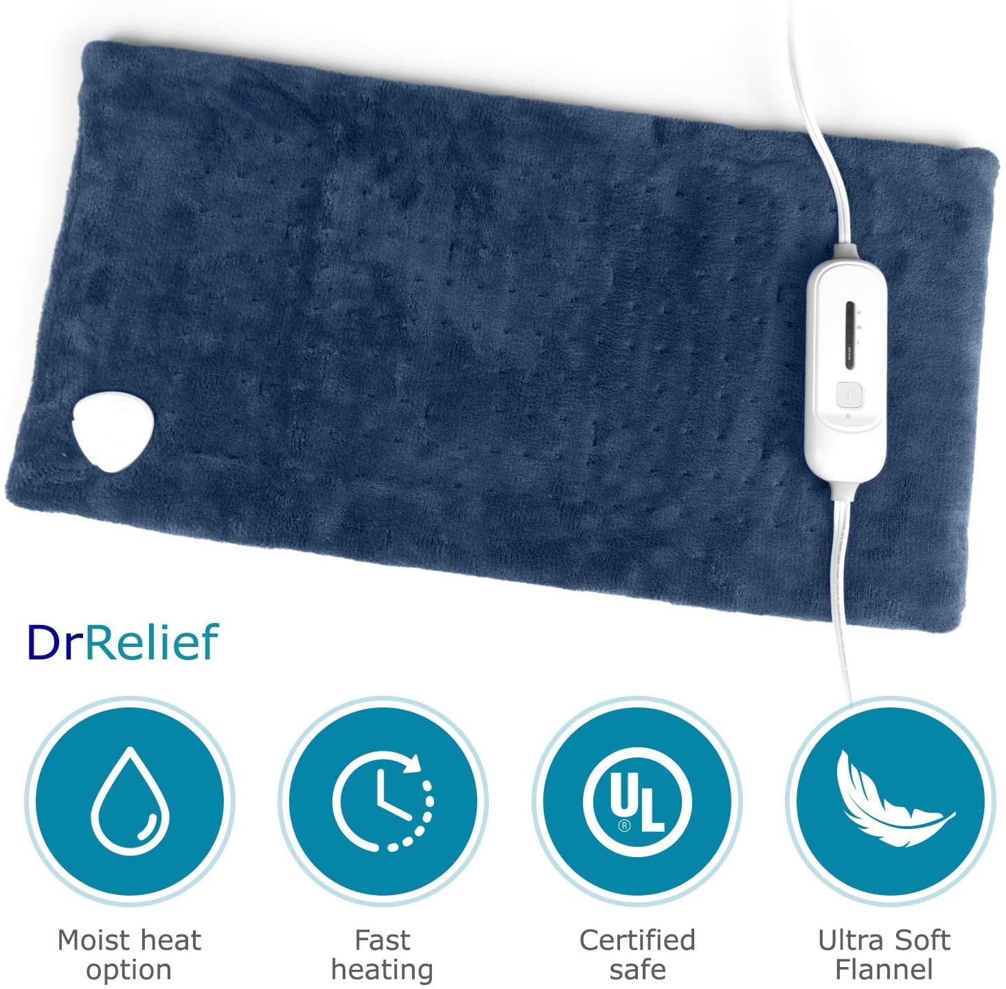 SUNAID FAST HEATING FULL BACK HEATING PAD FOR PAIN RELIEF - AUTO SHUT OFF, DRY/MOIST OPTION (12"X24")