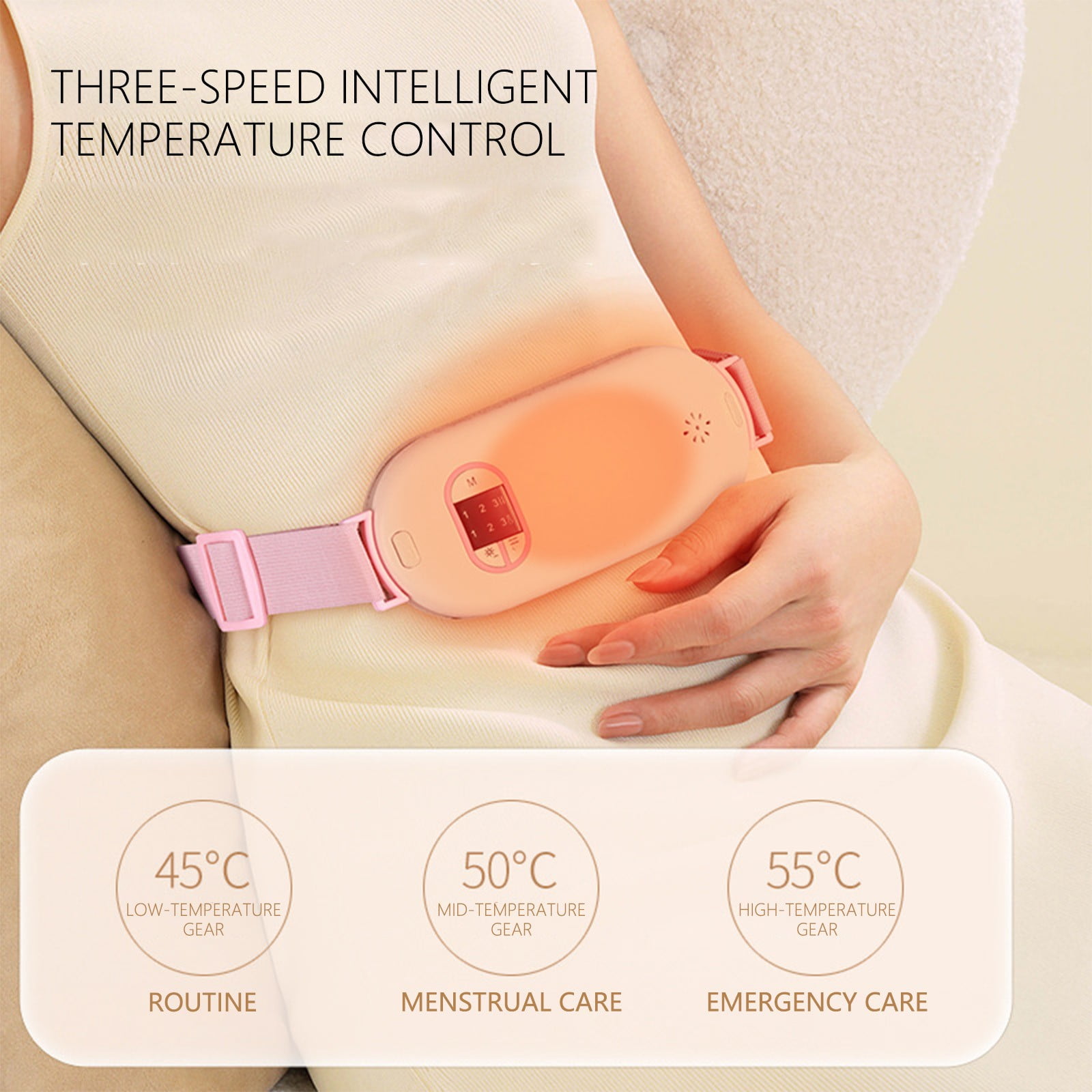 Qocolhg QPortable Menstrual Heating Pad Waist Belt - Fast Heat, 3 Levels & Modes, Back Belly Pain Relief