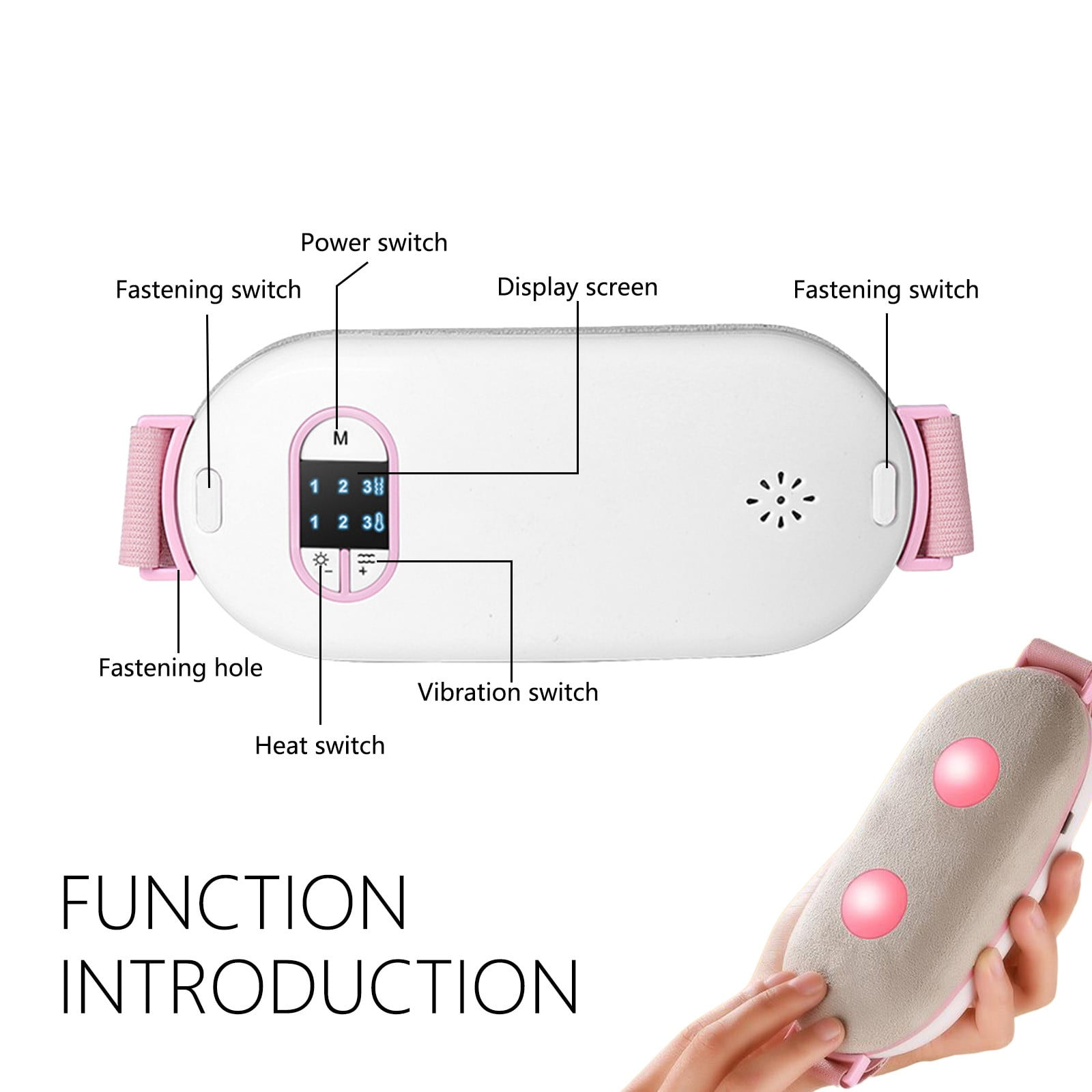 Qocolhg QPortable Menstrual Heating Pad Waist Belt - Fast Heat, 3 Levels & Modes, Back Belly Pain Relief