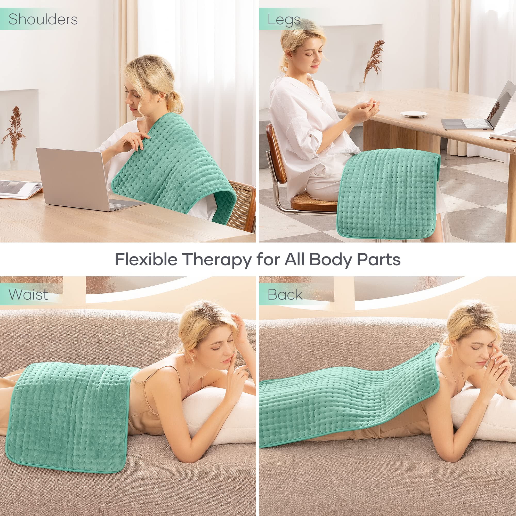 Naipo King Size Heating Pad for Pain Relief - Fast Heating, 6 Heat Settings, Auto Shut Off - Neck Back Shoulder Therapy