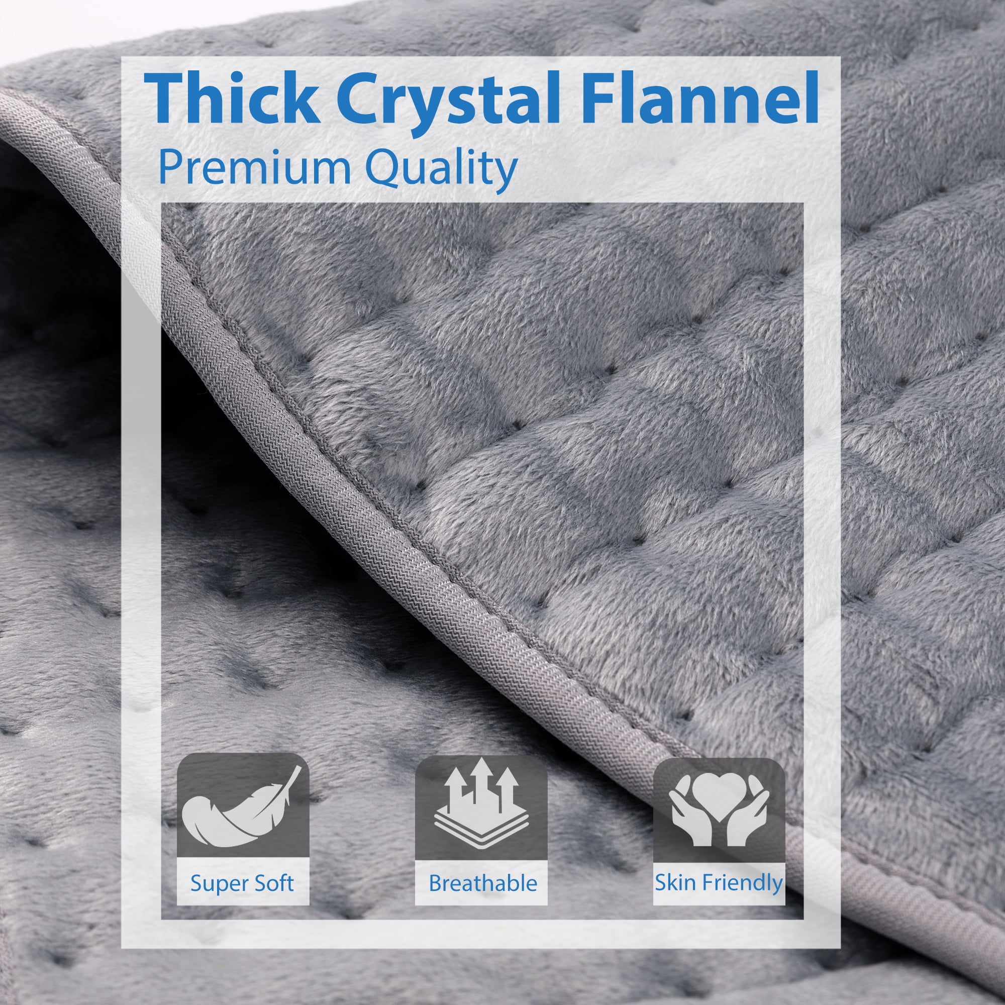 TCVOR FLANNEL ELECTRIC HEATING PAD 12" X 24" FOR BACK PAIN RELIEF - FAST HEATING, 6 HEAT SETTINGS