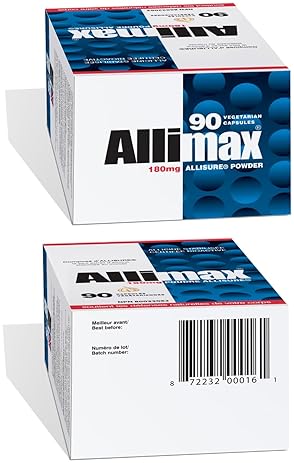 Allimax 180mg Allicin Garlic Capsules - Immune Support Supplement - Extracted from Spanish Garlic