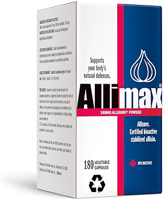 Allimax 180mg Capsules for Immune Support with Allicin Extract from Spanish Garlic