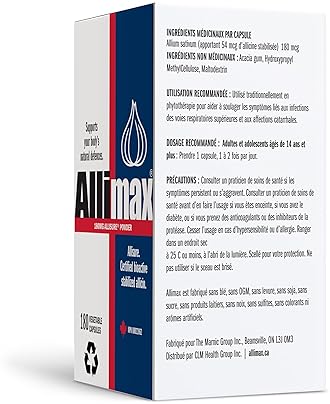 Allimax 180mg Capsules for Immune Support with Allicin Extract from Spanish Garlic