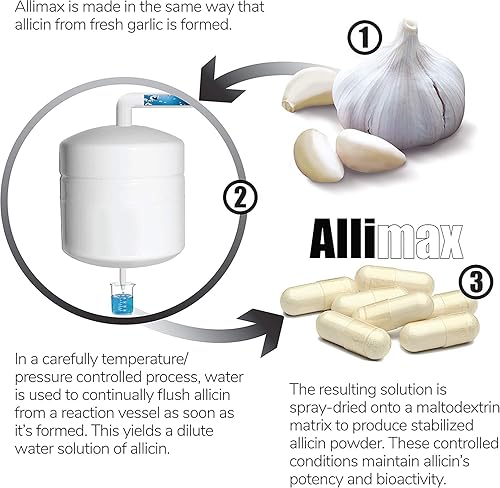 Allimax 180mg Capsules for Immune Support with Allicin Extract from Spanish Garlic