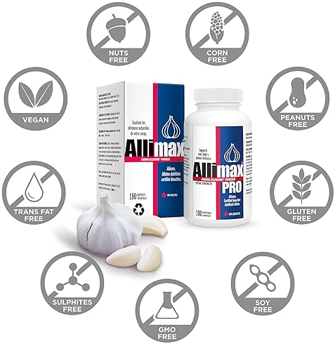 Allimax 180mg Capsules for Immune Support with Allicin Extract from Spanish Garlic