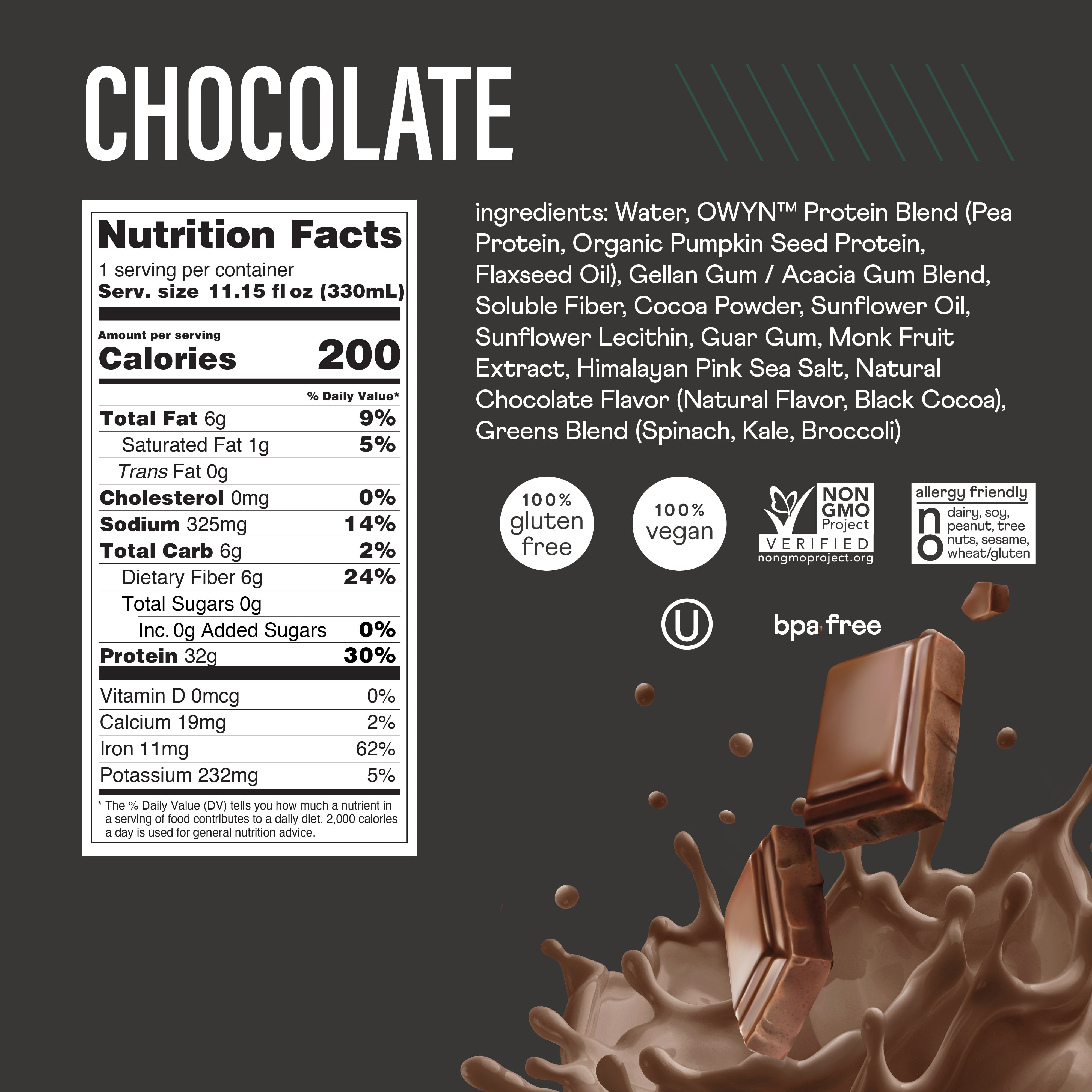 OWYN PRO ELITE CHOCOLATE PROTEIN SHAKE, 4-PACK, 32G EACH