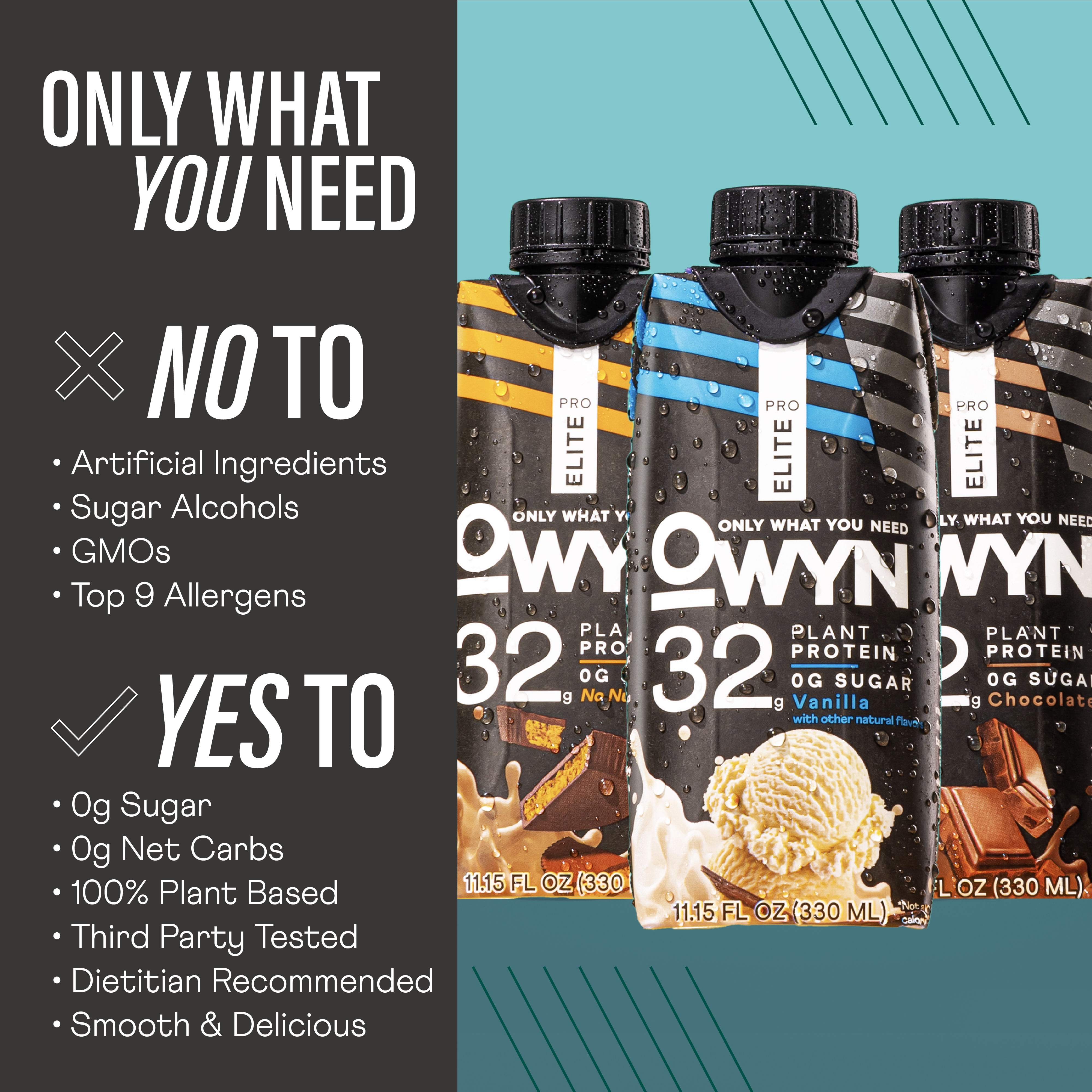OWYN PRO ELITE CHOCOLATE PROTEIN SHAKE, 4-PACK, 32G EACH