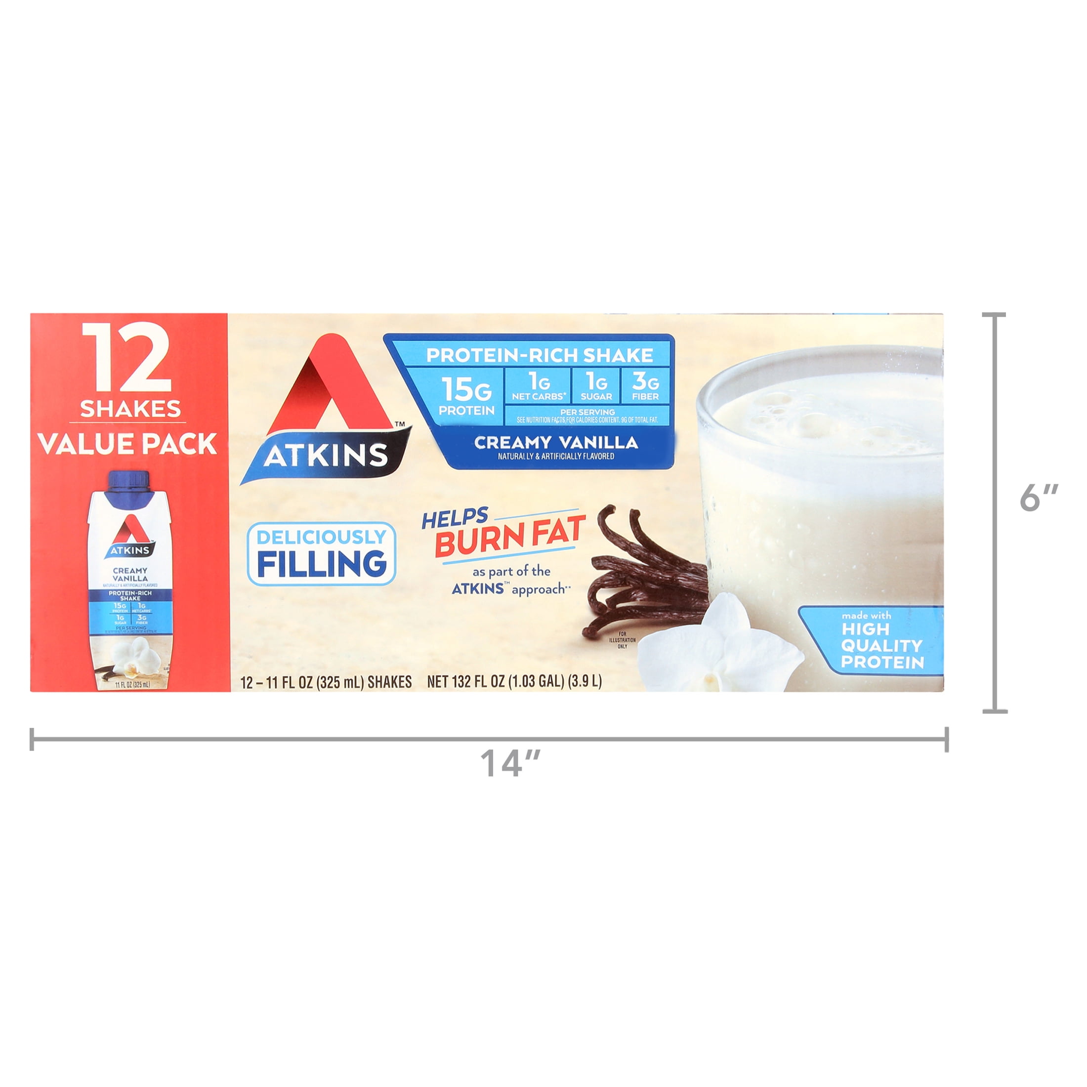 ATKINS CREAMY VANILLA PROTEIN SHAKE 12 COUNT VALUE PACK - HIGH PROTEIN, LOW CARB, KETO-FRIENDLY