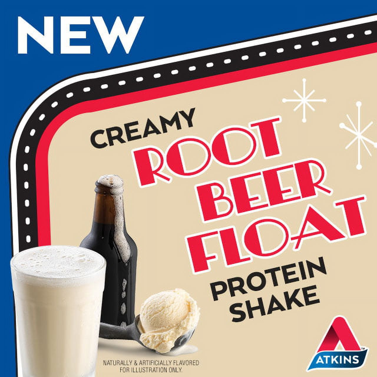 Atkins Low Glycemic Protein Shake, Creamy Root Beer Float Flavor, 11 fl oz, 4-Pack