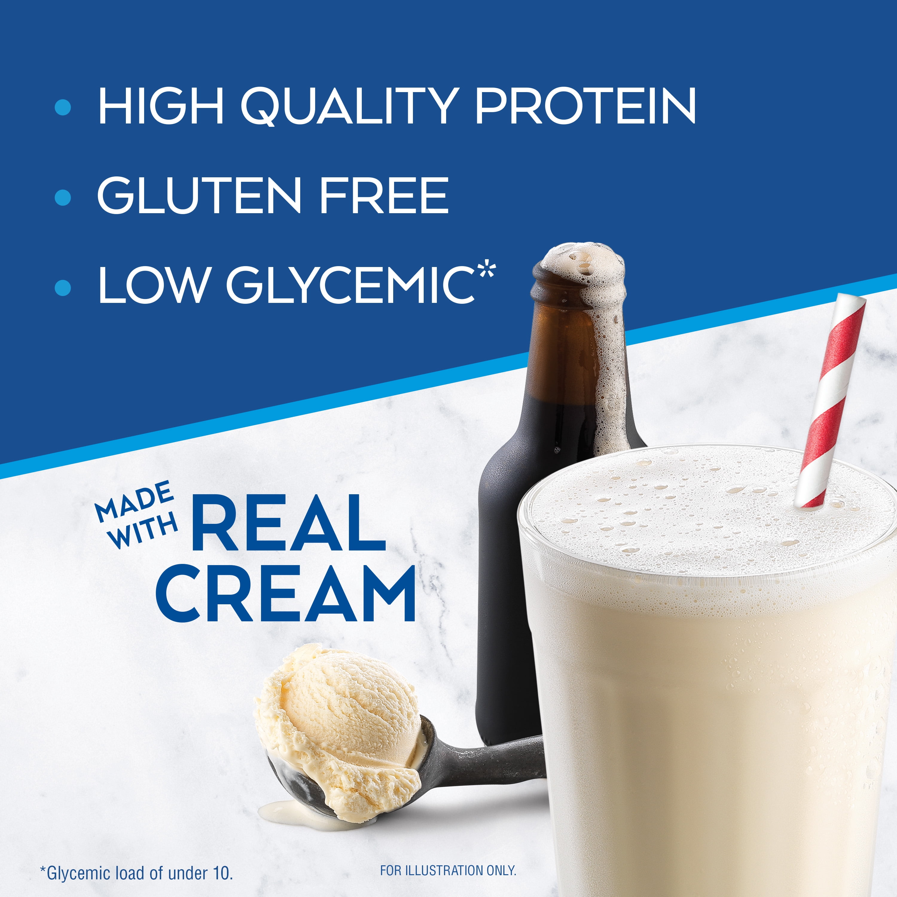 Atkins Low Glycemic Protein Shake, Creamy Root Beer Float Flavor, 11 fl oz, 4-Pack