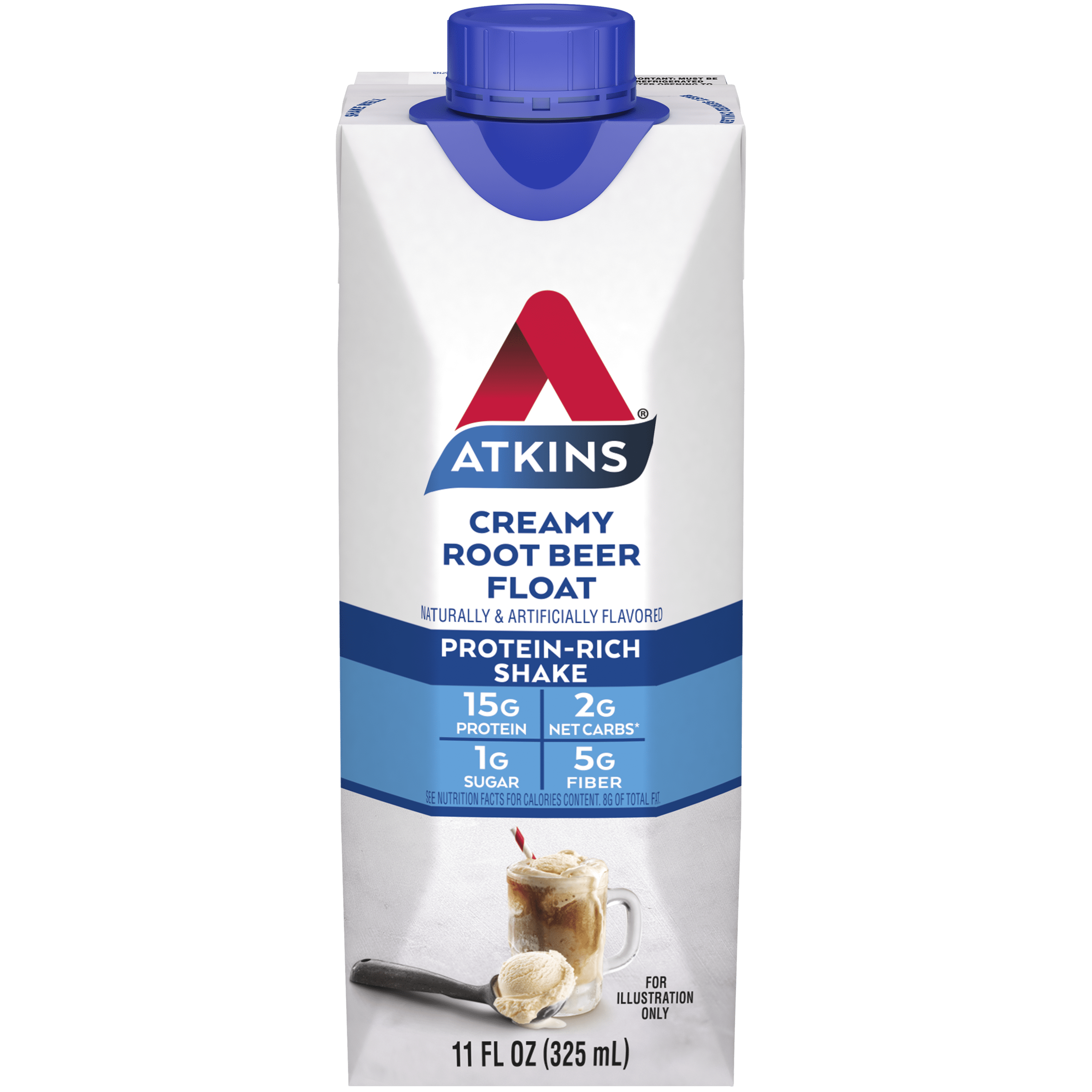 Atkins Low Glycemic Protein Shake, Creamy Root Beer Float Flavor, 11 fl oz, 4-Pack