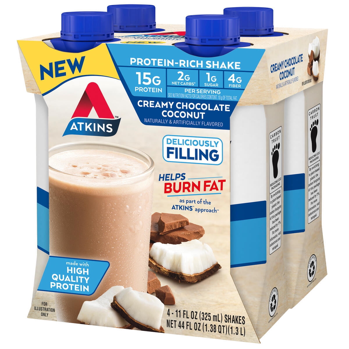 ATKINS HIGH-PROTEIN, LOW-CARB ATKINS COCONUT CHOCOLATE PROTEIN SHAKE, 4-PACK