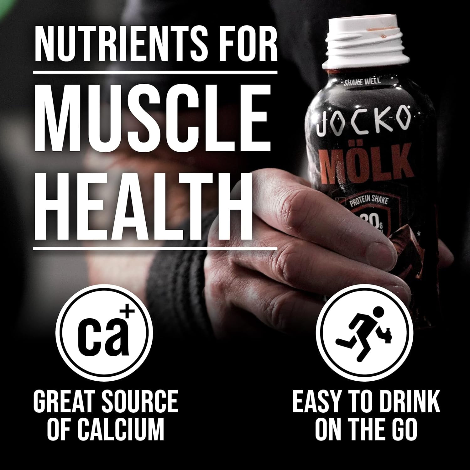 Jocko Mölk Grass Fed Protein Shakes - Chocolate, 30g, Ready to Drink, 12 FL Oz (12 Pack)
