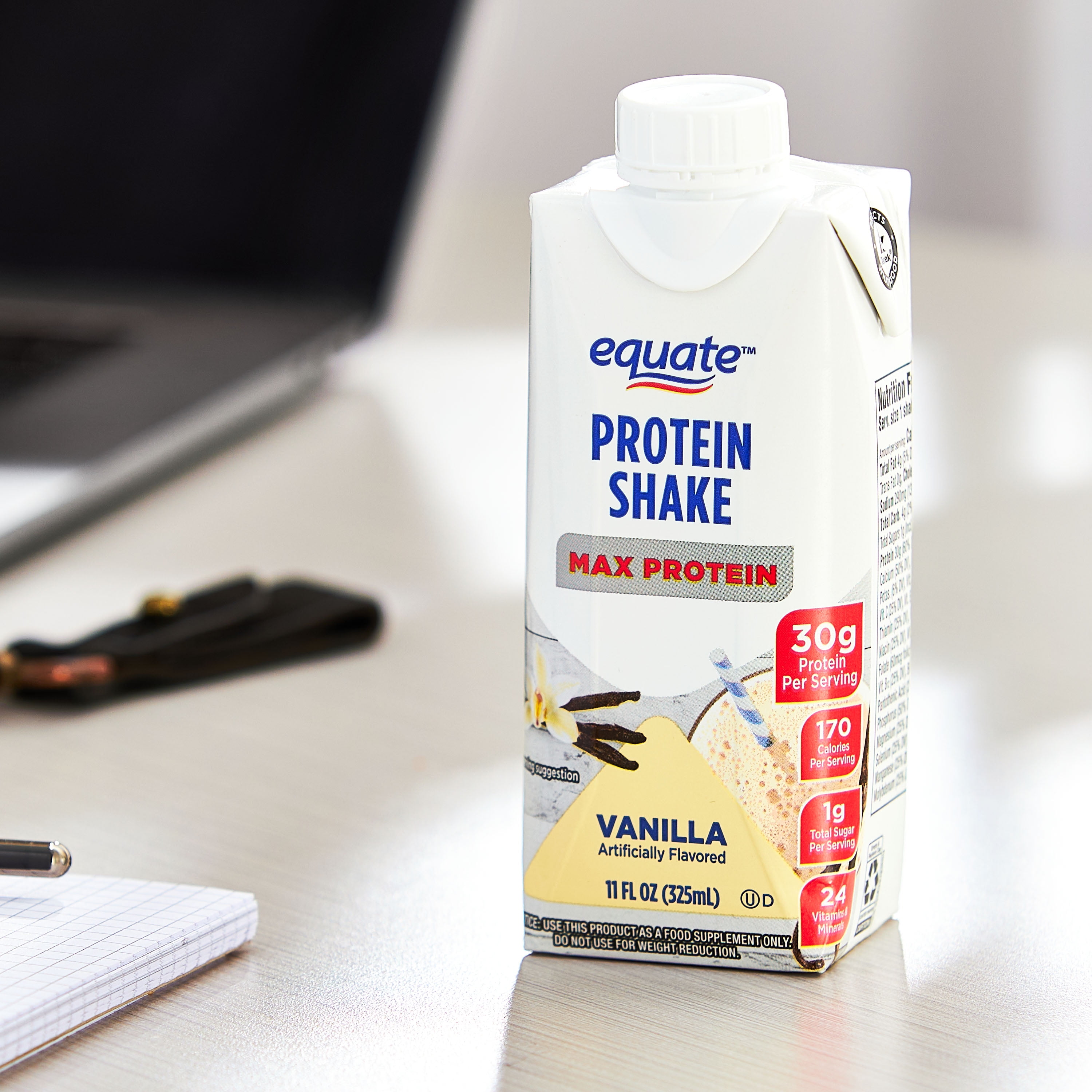 Equate Max Protein Vanilla Nutrition Shake, 11 fl oz, 4-Pack