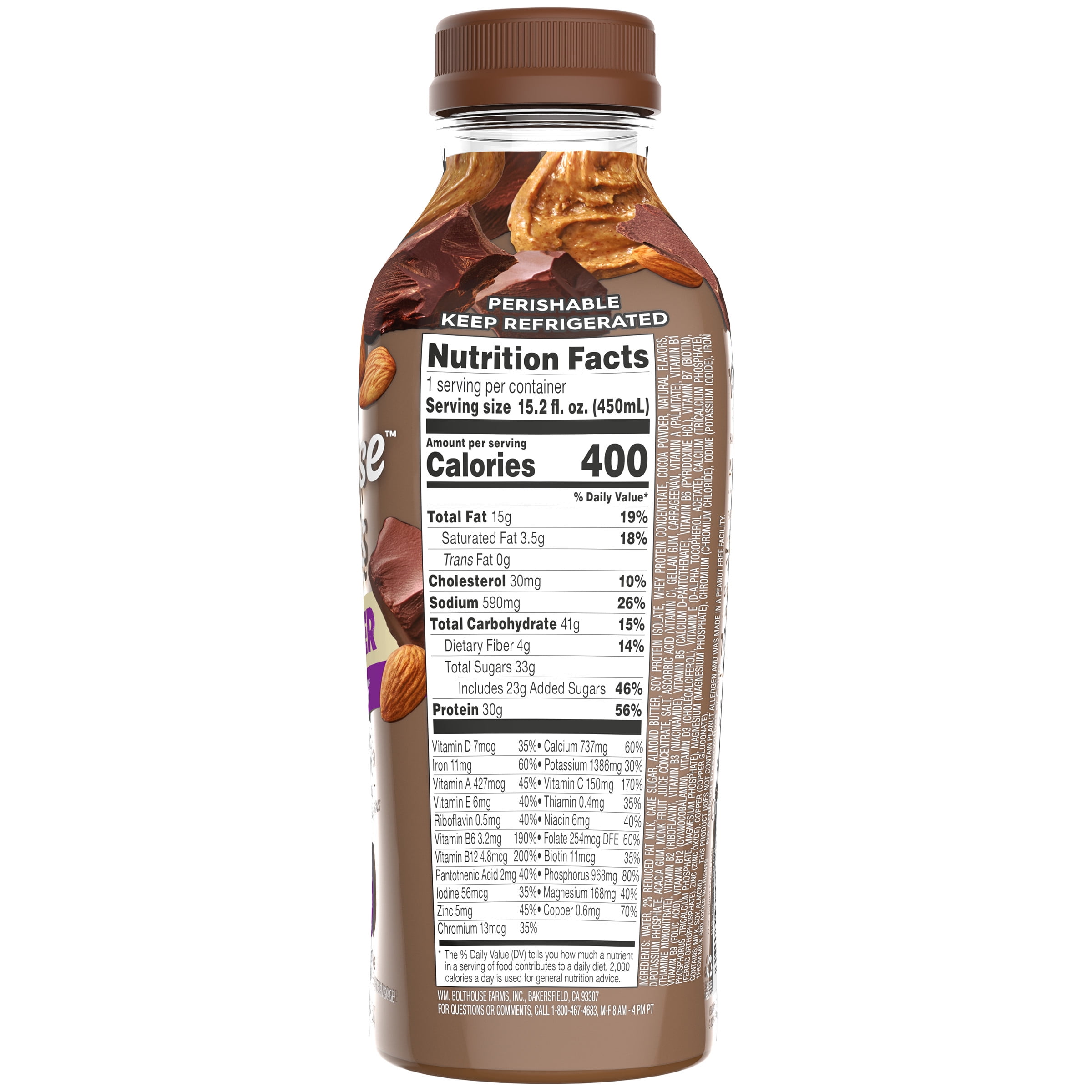 Bolthouse Farms Protein Shake Smoothie, Chocolate Peanut Butter Flavor, 15.2 fl. oz.