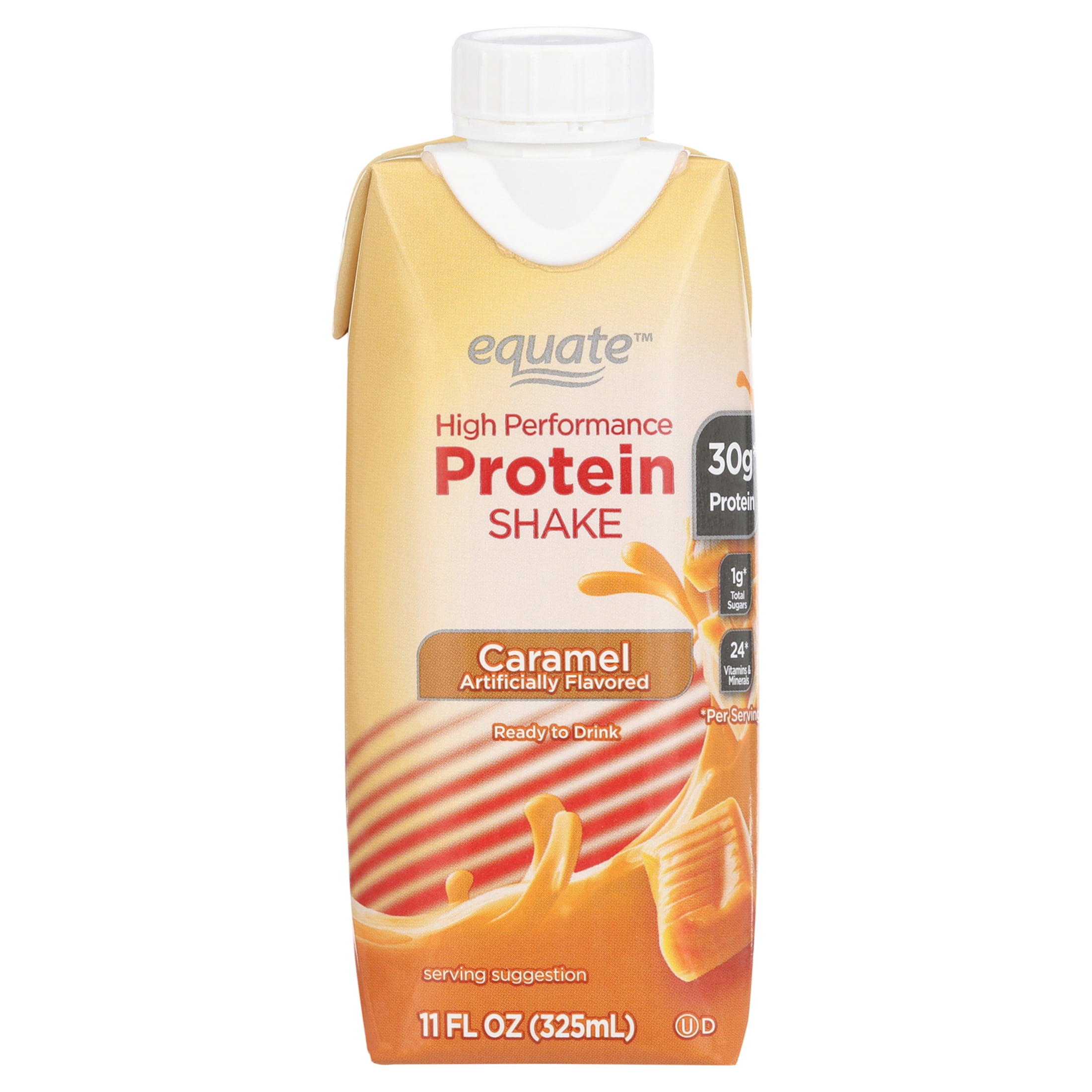 Equate Caramel Protein Shake 11 fl oz, 12 Ct - High Performance Nutrition