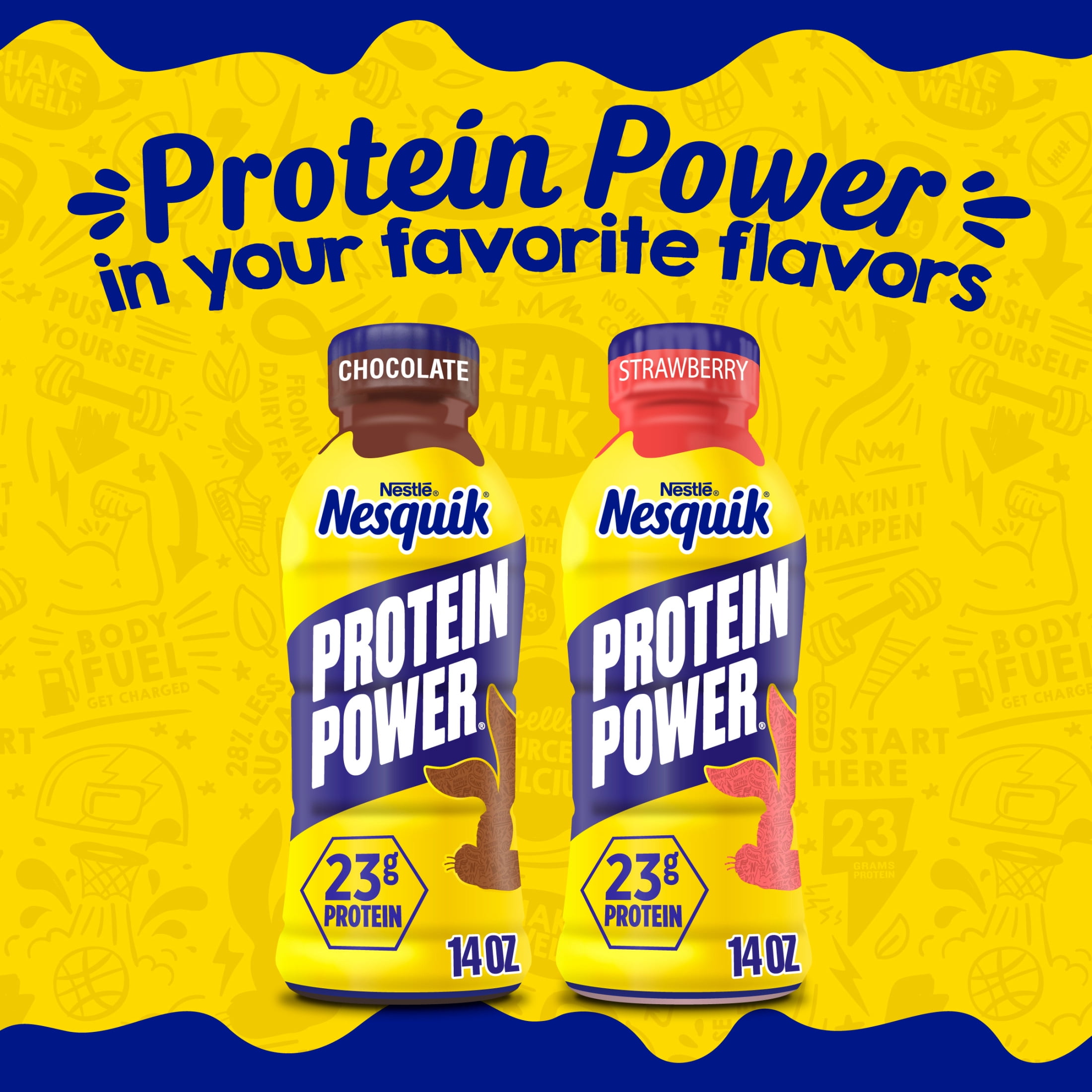 Nesquik Chocolate Protein Milk Beverage, 23g Protein, Ready-to-Drink, 14 oz Bottle