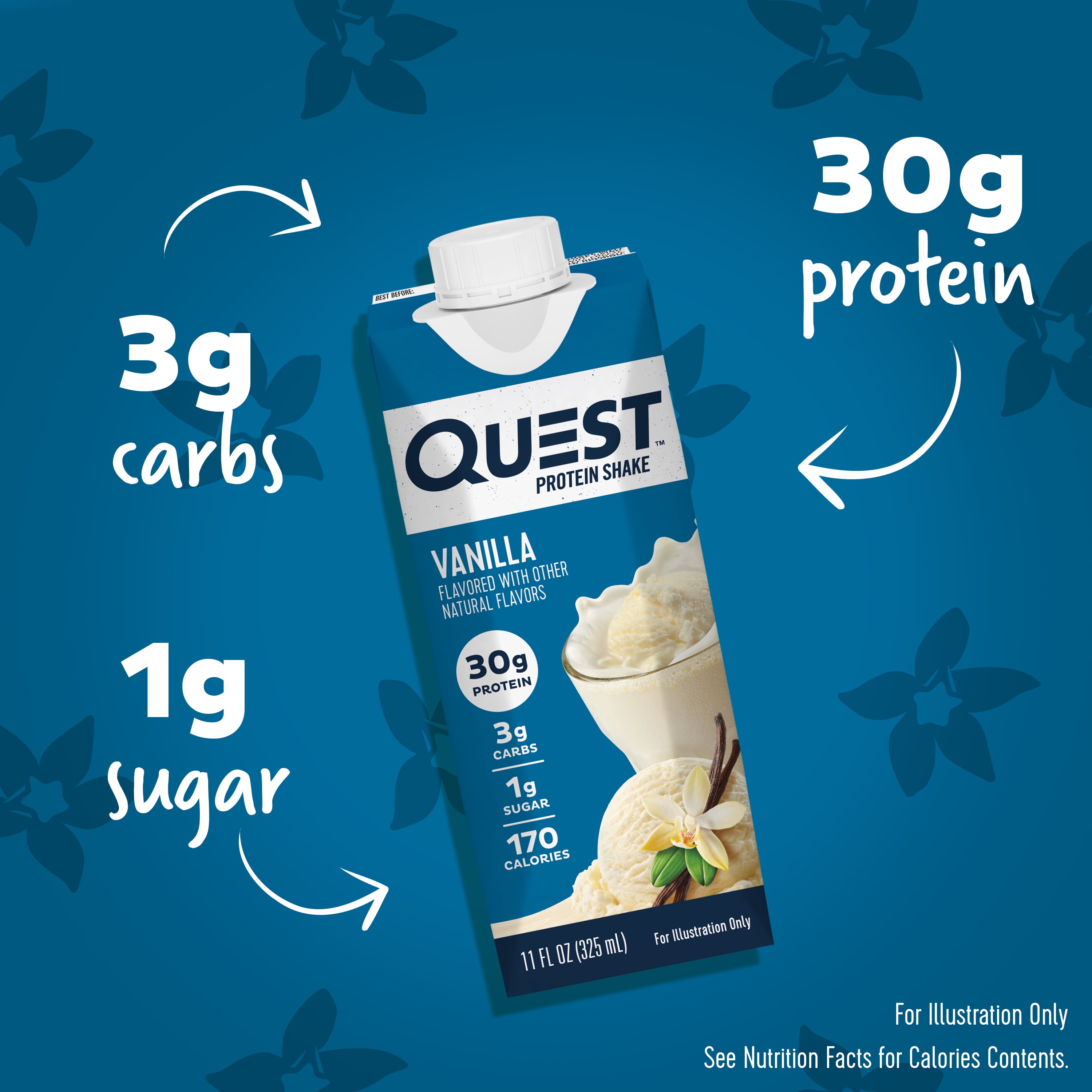 Quest Nutrition Vanilla Protein Shake, 30g Protein, Low Carb, Gluten-Free, 4-Pack