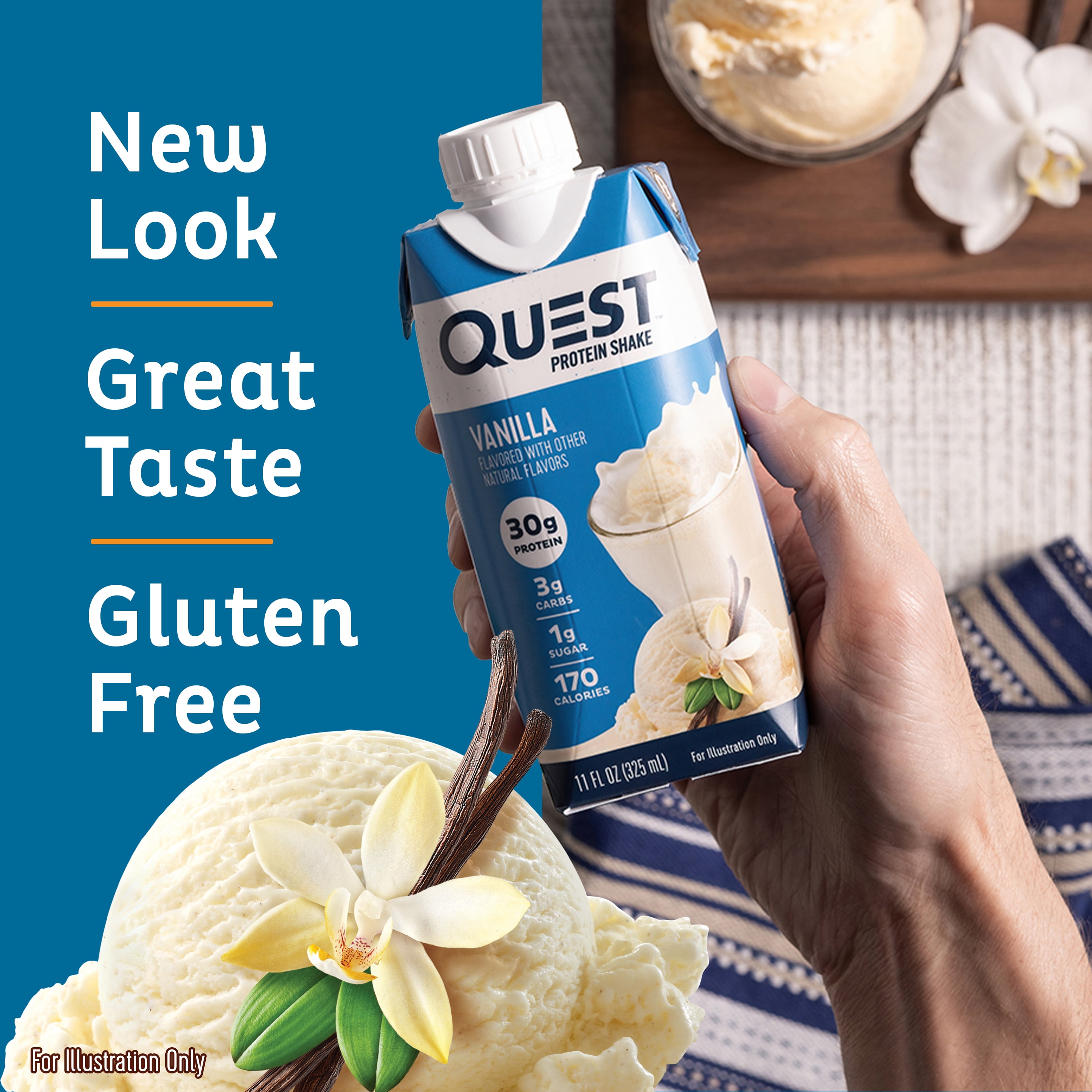 Quest Nutrition Vanilla Protein Shake, 30g Protein, Low Carb, Gluten-Free, 4-Pack