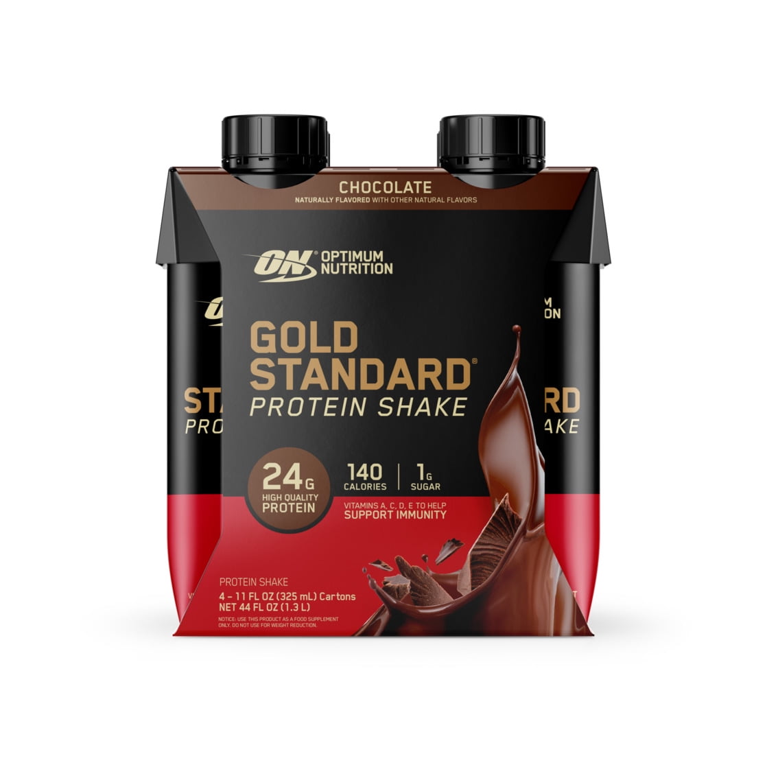 OPTIMUM NUTRITION CHOCOLATE PROTEIN SHAKE, 24G PROTEIN, READY-TO-DRINK PROTEIN BEVERAGES11 FL OZ, PACK OF 4'
