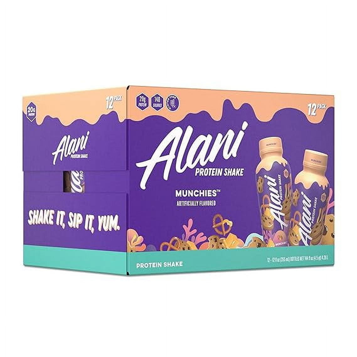 Alani Nu Protein Shake Munchies Flavor - Ready-to-Drink, Gluten-Free, 140 Calories, 20g Protein - 12 Pack