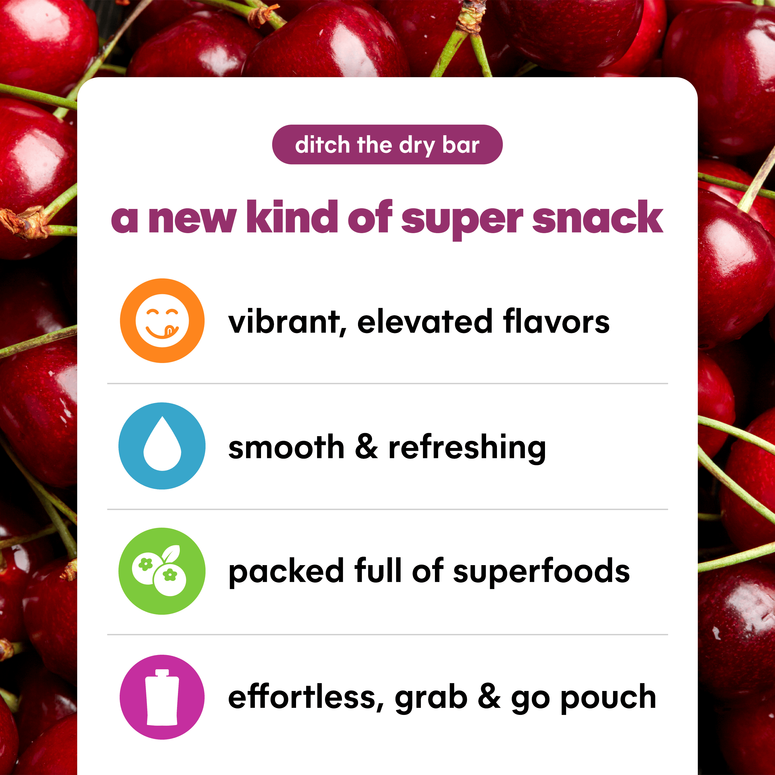 NOKA ORGANIC CHERRY ACAI SMOOTHIE POUCHES, 4-PACK, 4.22 OZ EACH