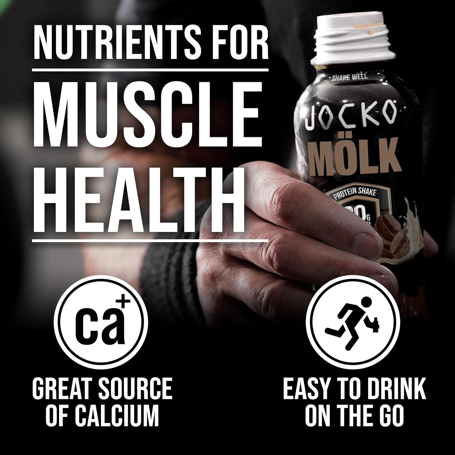 Jocko Mölk Grass Fed Protein Shake - Sweet Cream Coffee, 30g, 12 FL Oz (Pack of 12)