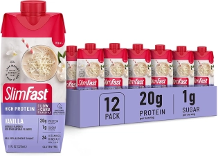 SlimFast Protein Shake - 20g Protein, Meal Replacement Drink with Low Carb, Low Sugar, 24 Vitamins & Minerals - 12 Count