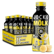 Jocko Mölk Grass Fed Protein Shakes - Banana Cream, 30g, Ready to Drink - 12 FL Oz x 12 Pack
