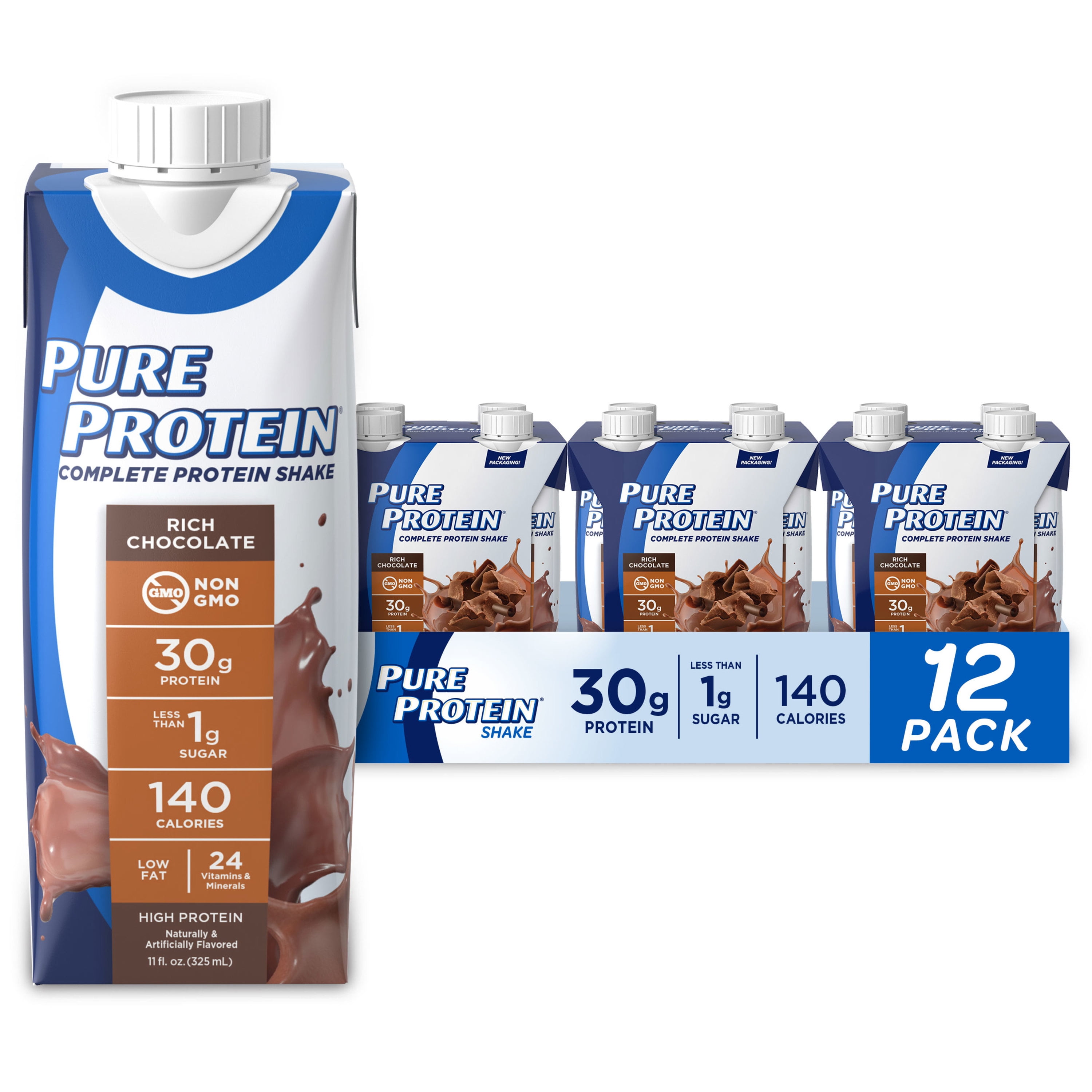 Pure Protein Shake - 30g Protein - 11 fl oz - 12 Pack Rich Chocolate