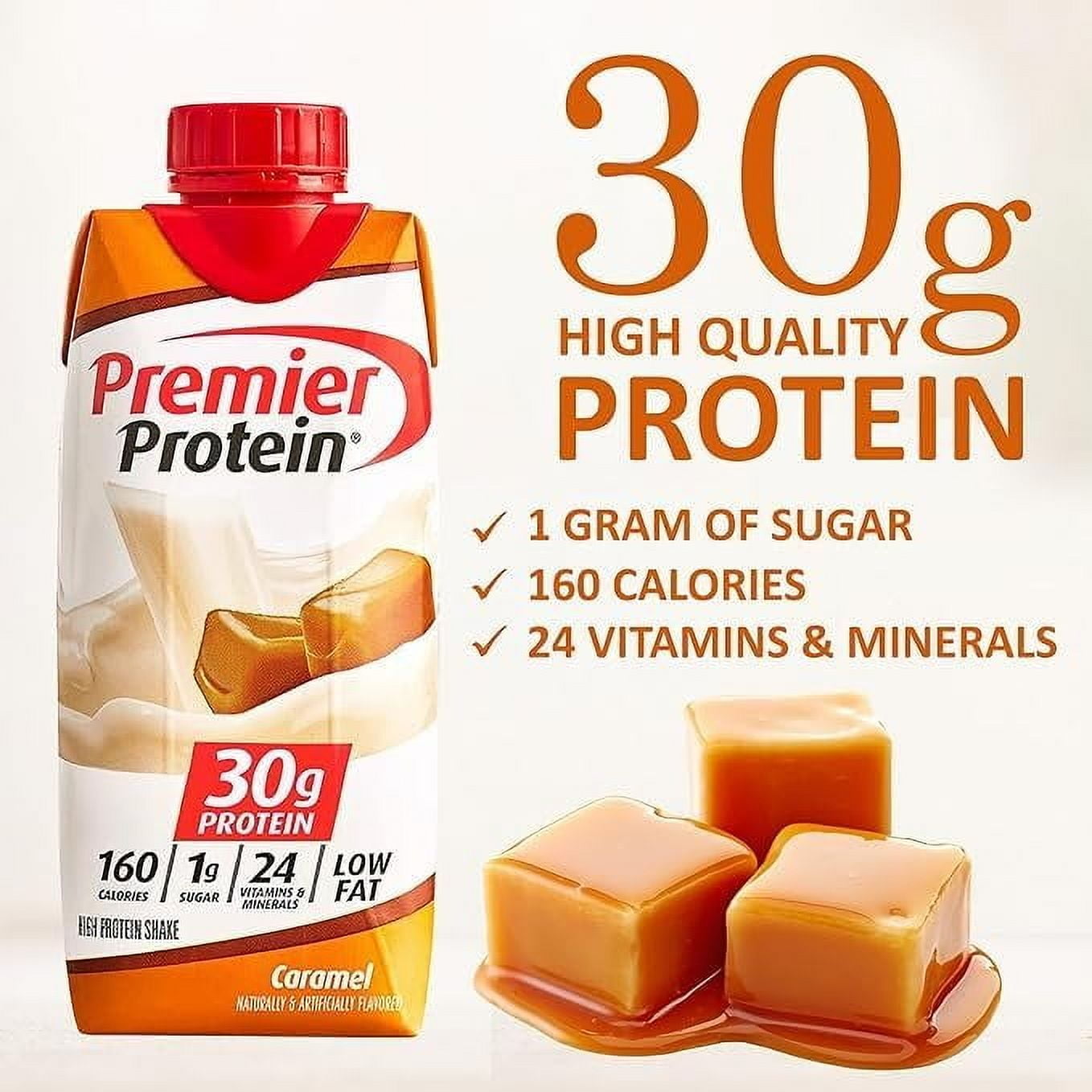 THE AWARD BOX PREMIER PROTEIN CARAMEL HIGH PROTEIN SHAKES - 10 BOTTLES, 11 FL OZ EACH