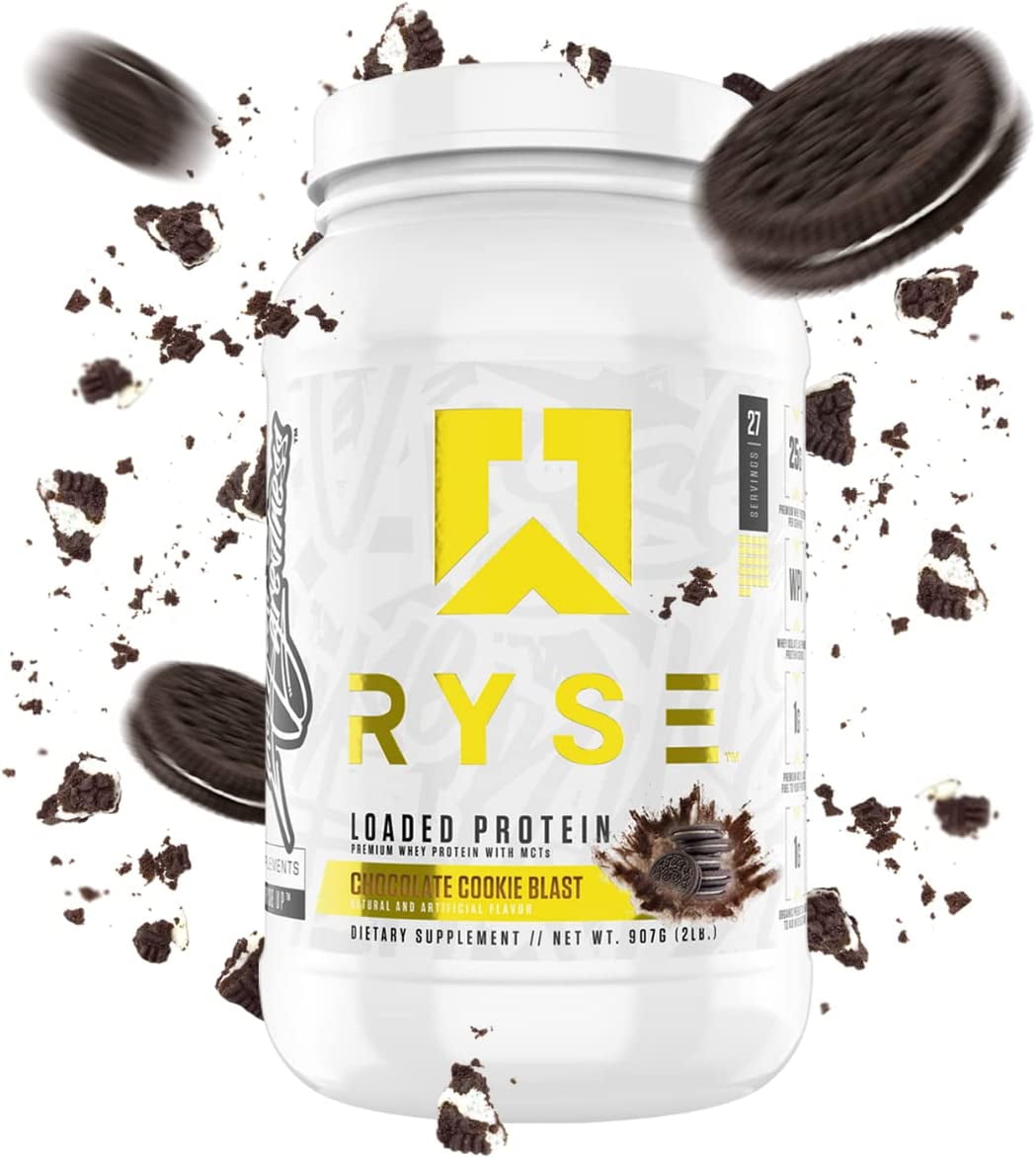 RYSE CORE SERIES LOADED PROTEIN: 25G WHEY PROTEIN, PREBIOTIC FIBER, MCTS | LOW CARB & SUGAR | 27 SERVINGS (CHOCOLATE COOKIE BLAST)