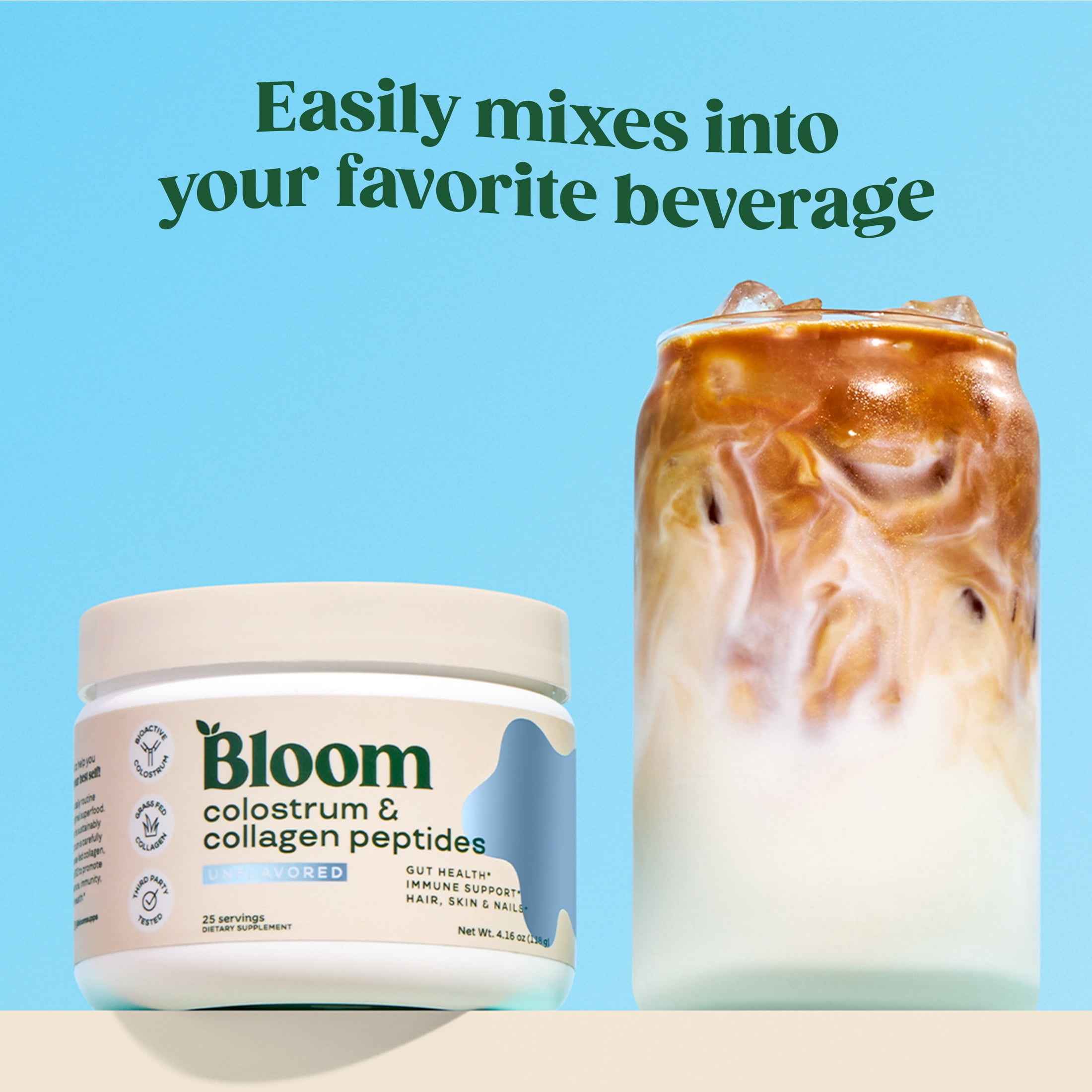 BLOOM UNFLAVORED COLOSTRUM & COLLAGEN PEPTIDES POWDER - 25 SERVINGS