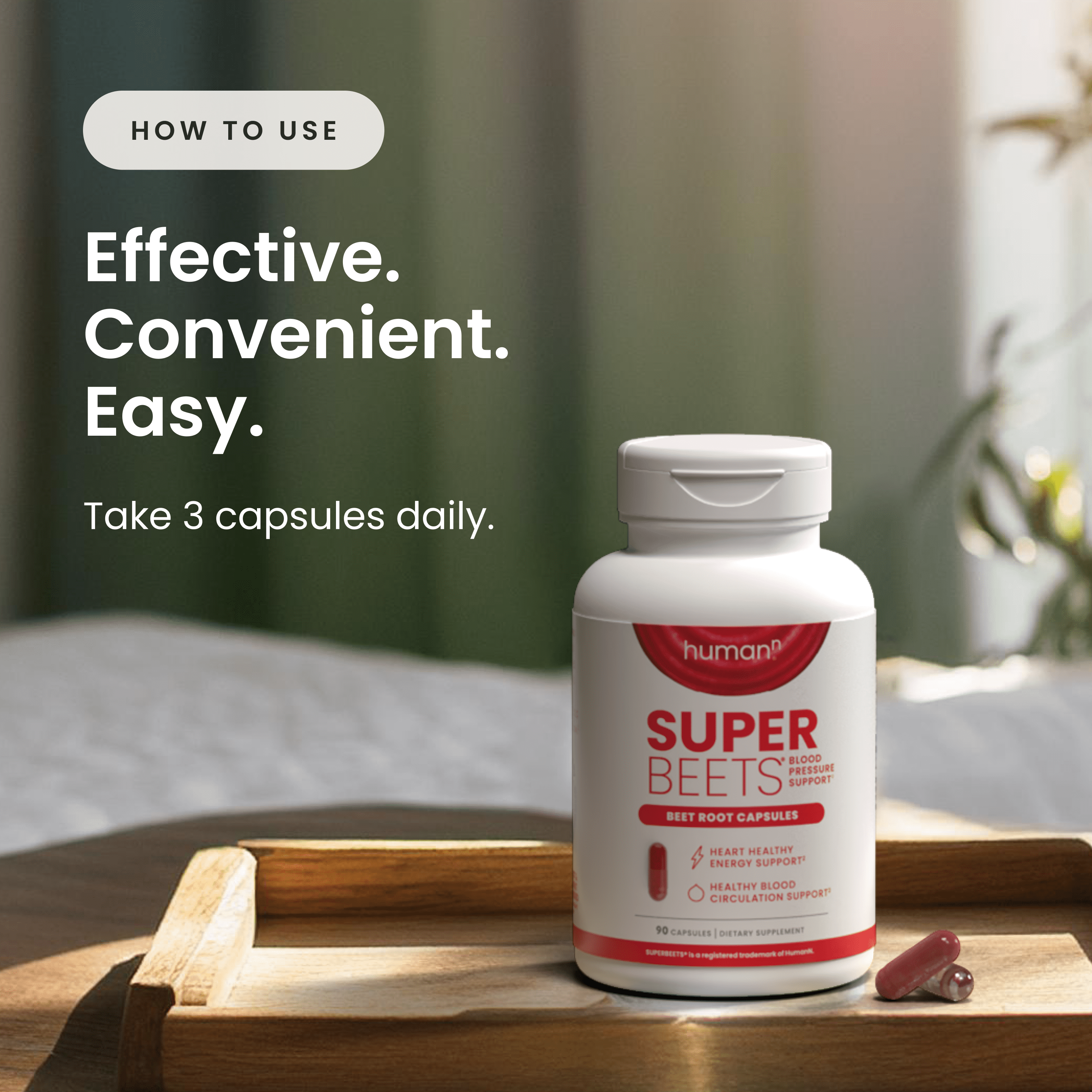 Humann SuperBeets Beet Root Capsules - Promote Healthy Blood Pressure - 90 Caps