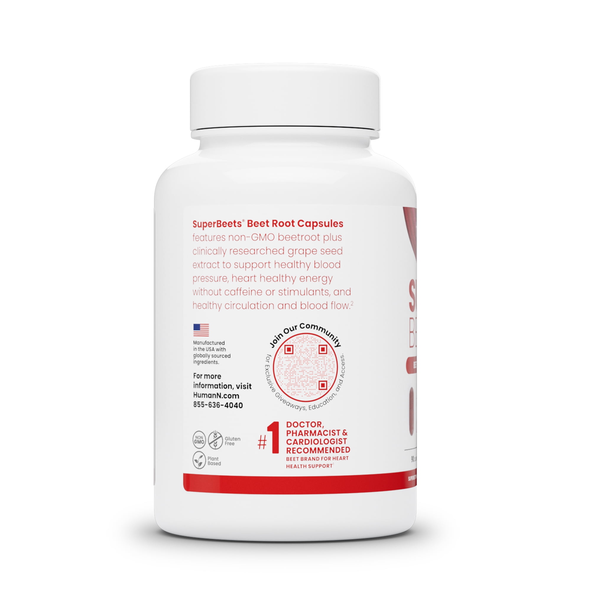 Humann SuperBeets Beet Root Capsules - Promote Healthy Blood Pressure - 90 Caps