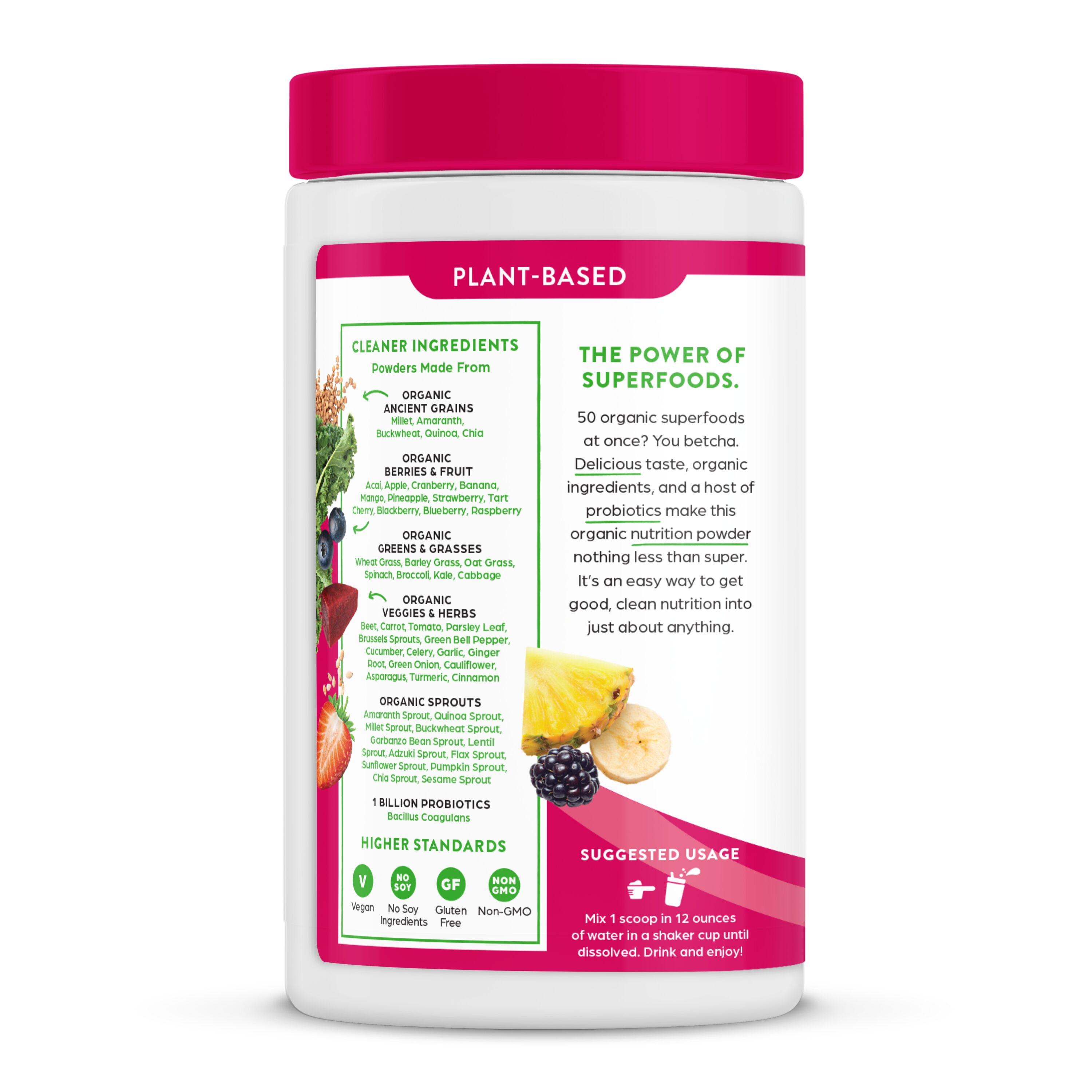 Orgain Organic Vegan Green Superfoods Powder, Berry Flavor, 0.62lb