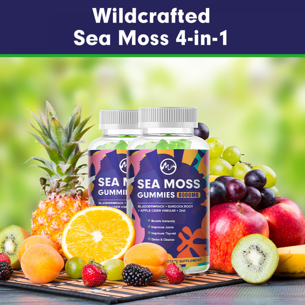 Minch 8000mg Sea Moss Gummies with Bladderwrack & Burdock Root - Immune Support - Vegan, Gluten-Free - 60 Gummies