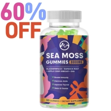 Minch 8000mg Sea Moss Gummies with Bladderwrack & Burdock Root - Immune Support - Vegan, Gluten-Free - 60 Gummies