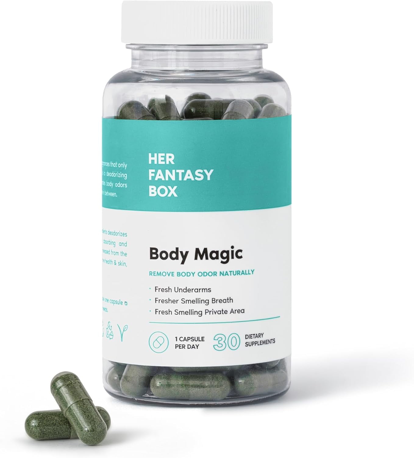 HER FANTASY BOX BODY MAGIC CHLOROPHYLL CAPSULES - 30 VEGAN CAPSULES FOR DETOX & DIGESTION