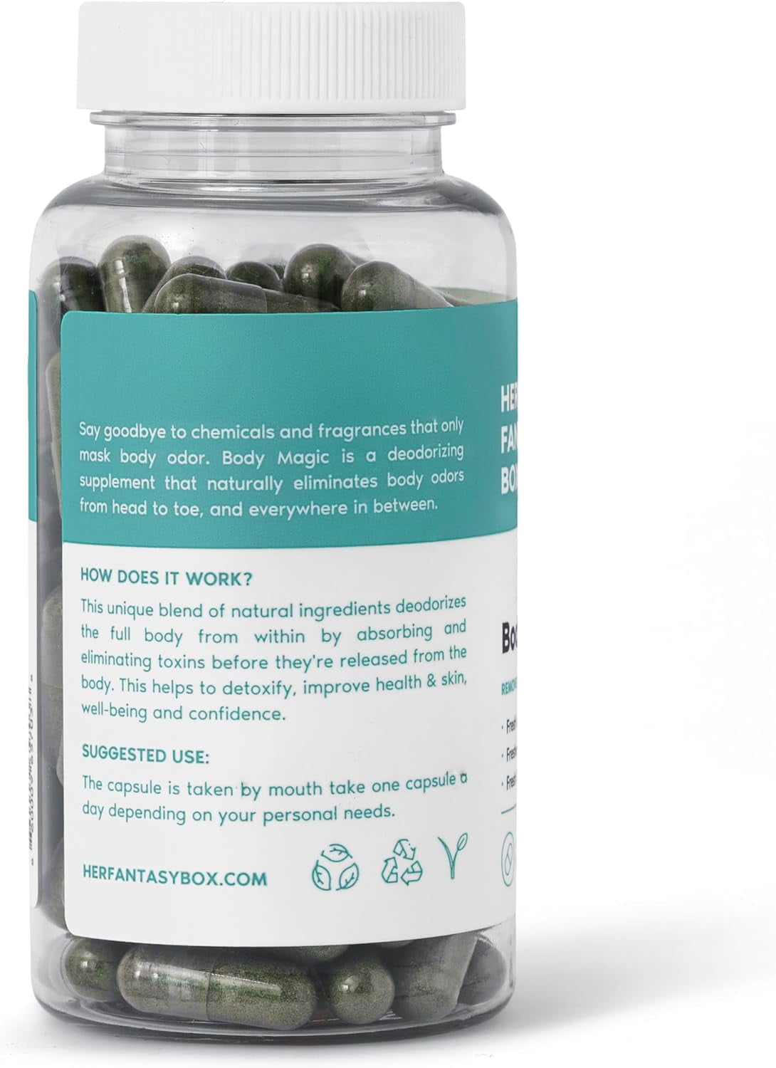 HER FANTASY BOX BODY MAGIC CHLOROPHYLL CAPSULES - 30 VEGAN CAPSULES FOR DETOX & DIGESTION
