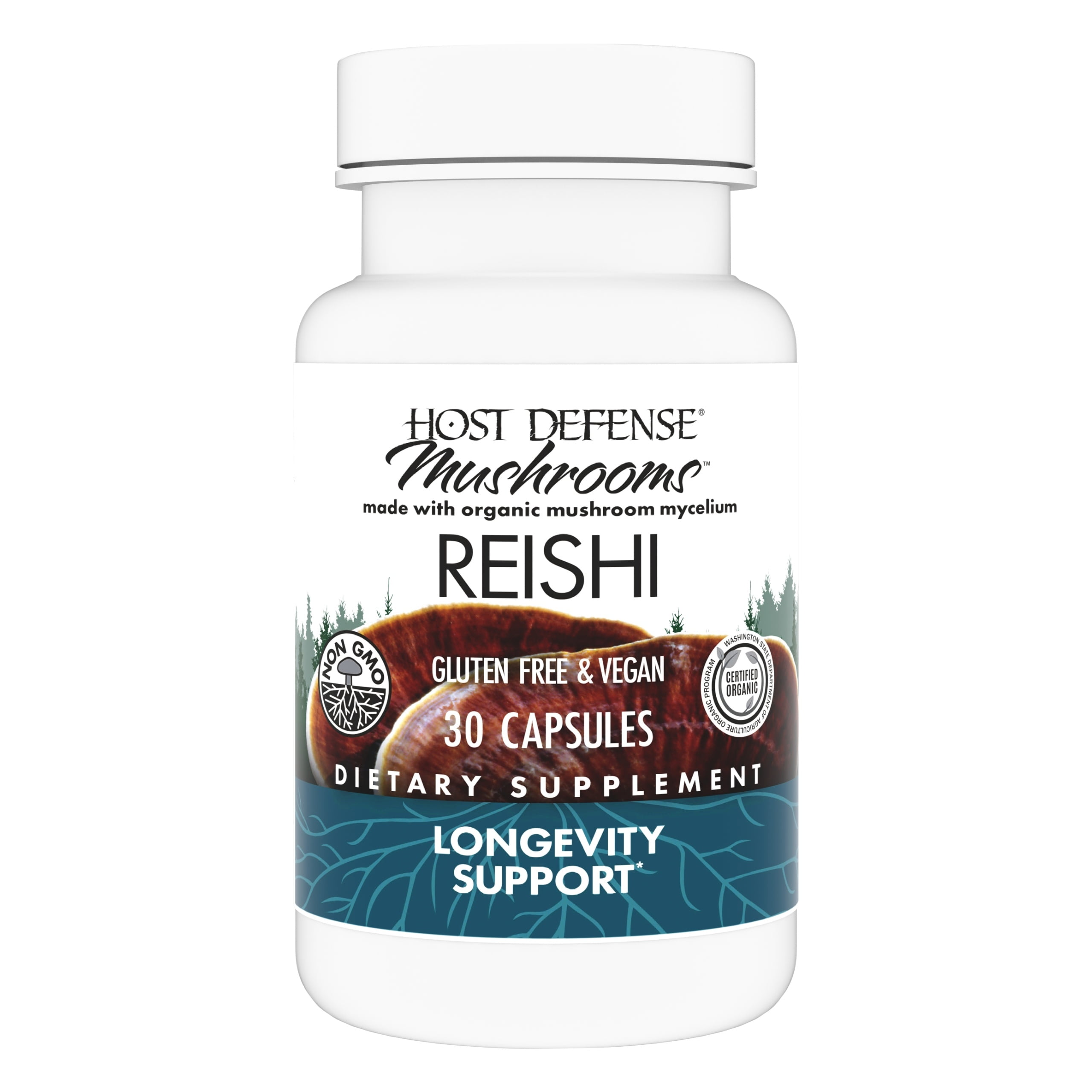 HOST DEFENSE ORGANIC REISHI CAPSULES - 30 CAPSULES (15 SERVINGS)