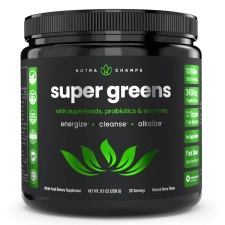 NutraChamps  Super Greens Powder with Wheat Grass, Spirulina, & More | Antioxidant Blend