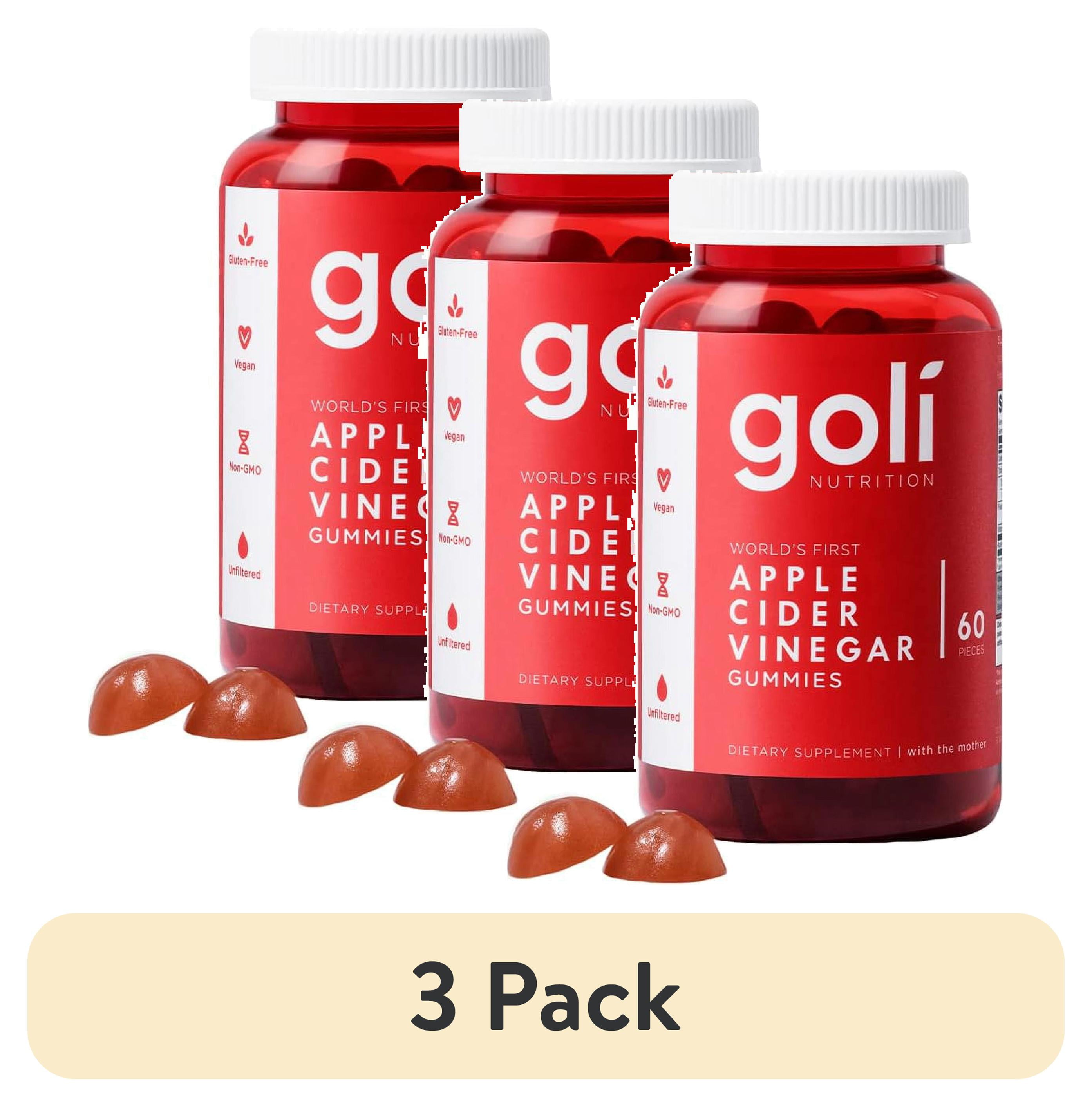 Goli Nutrition Apple Cider Vinegar Gummies (3-Pack), 60 CT