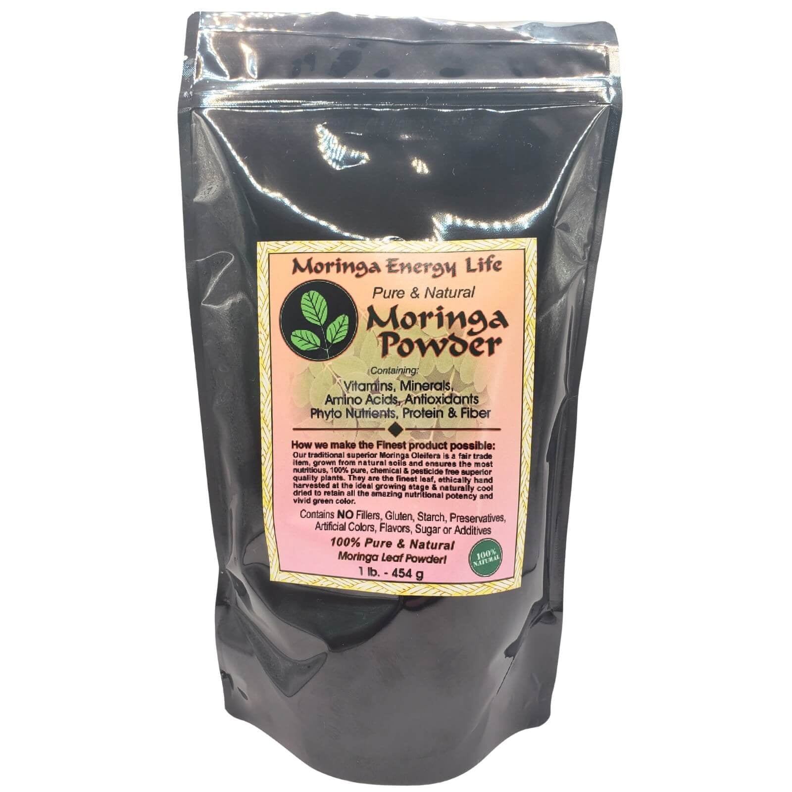MORINGA ENERGY LIFE PURE LEAF POWDER SUPERFOOD DRINK 1 LB - 93 NUTRIENTS