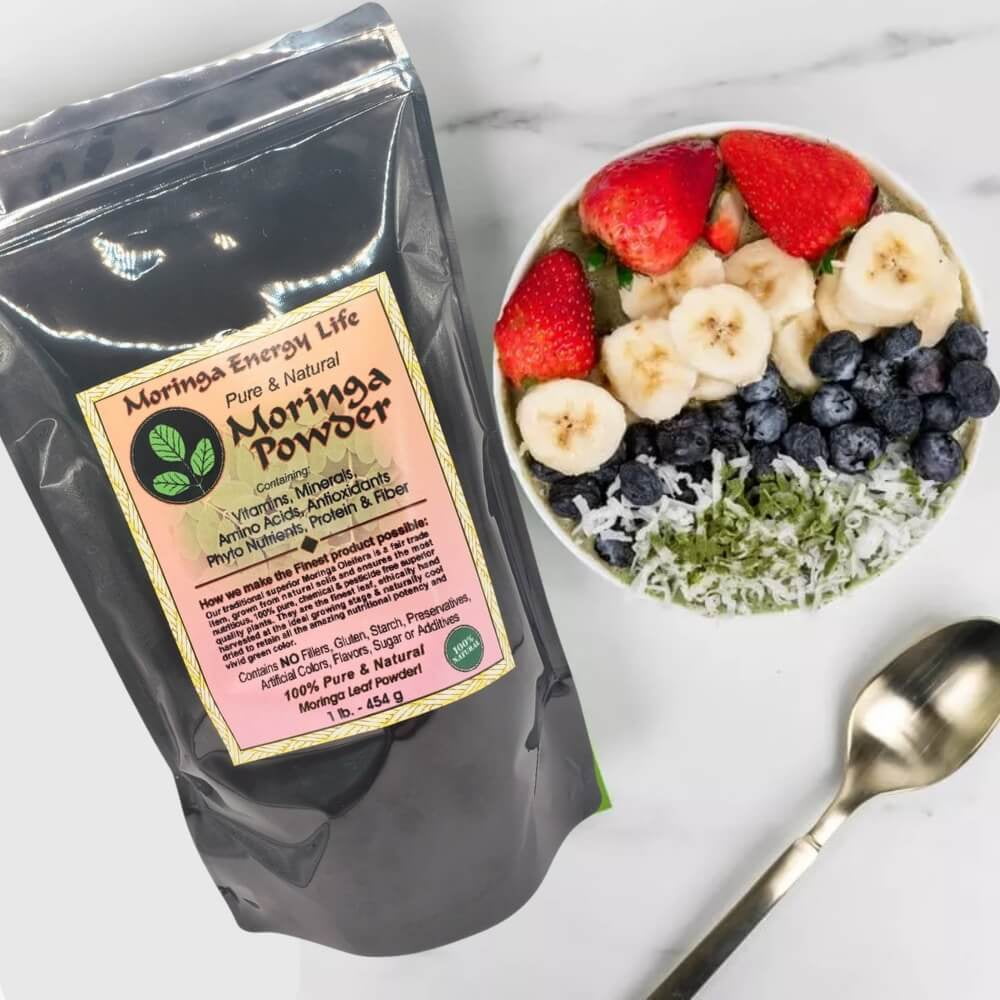 MORINGA ENERGY LIFE PURE LEAF POWDER SUPERFOOD DRINK 1 LB - 93 NUTRIENTS