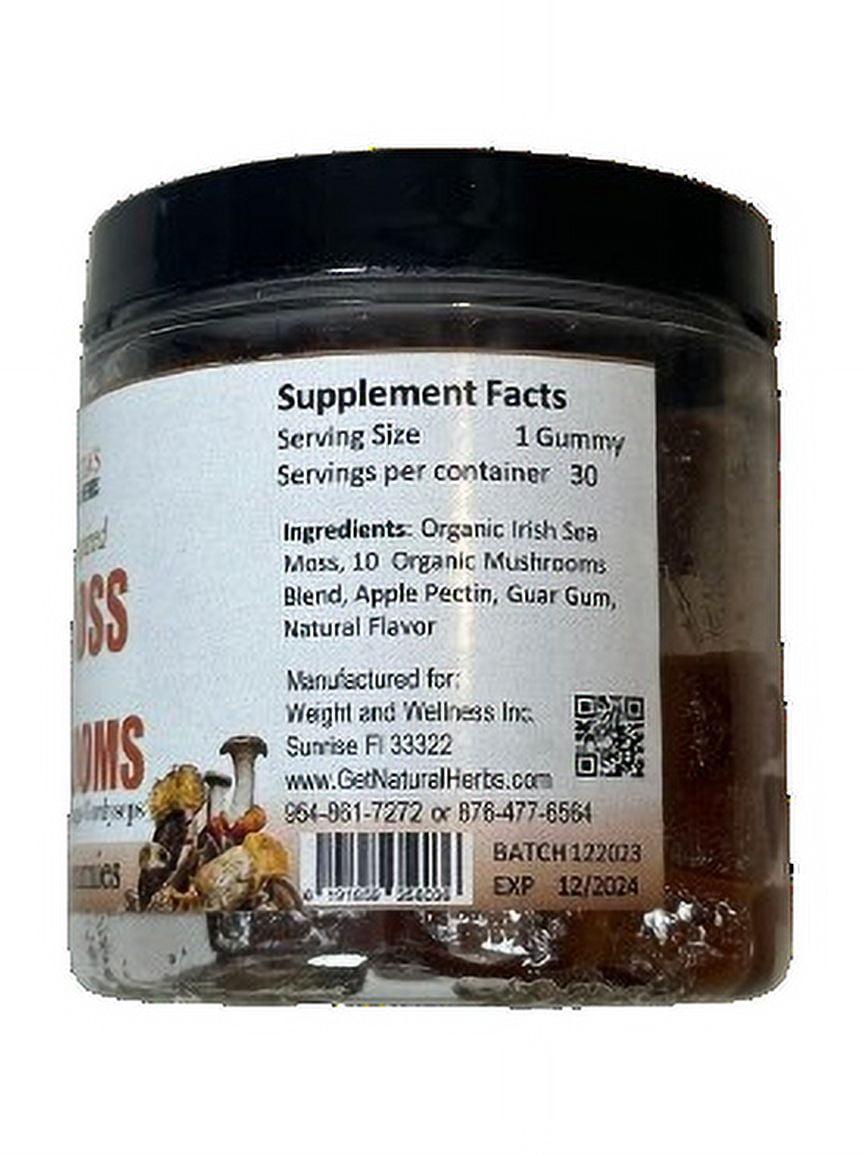NELCIA'S SEA MOSS & MUSHROOM GUMMIES - VEGAN ENERGY BOOST (30 SERVINGS)