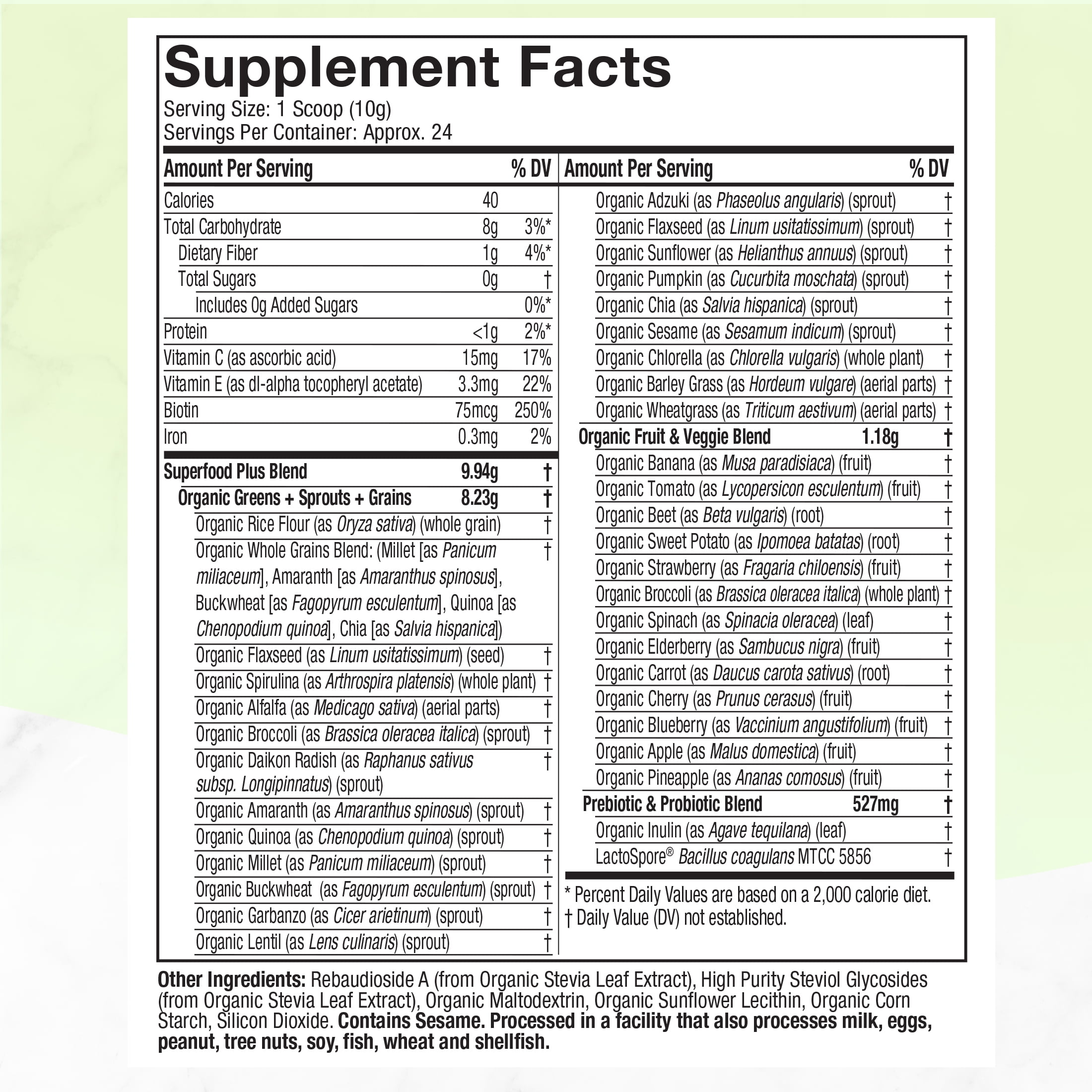 Organic Greens Superfood Powder Blend, 8.57 oz, 24 Servings