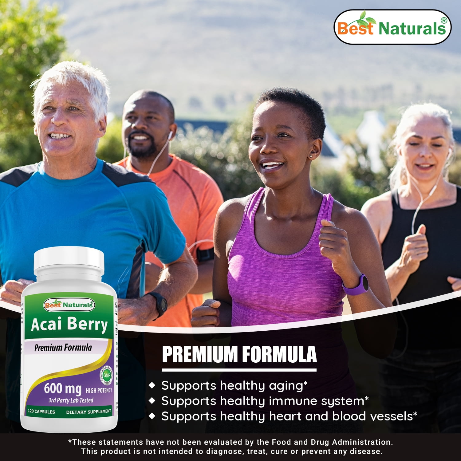 Best Naturals Premium Acai Berry Capsules 600mg - 120 Count