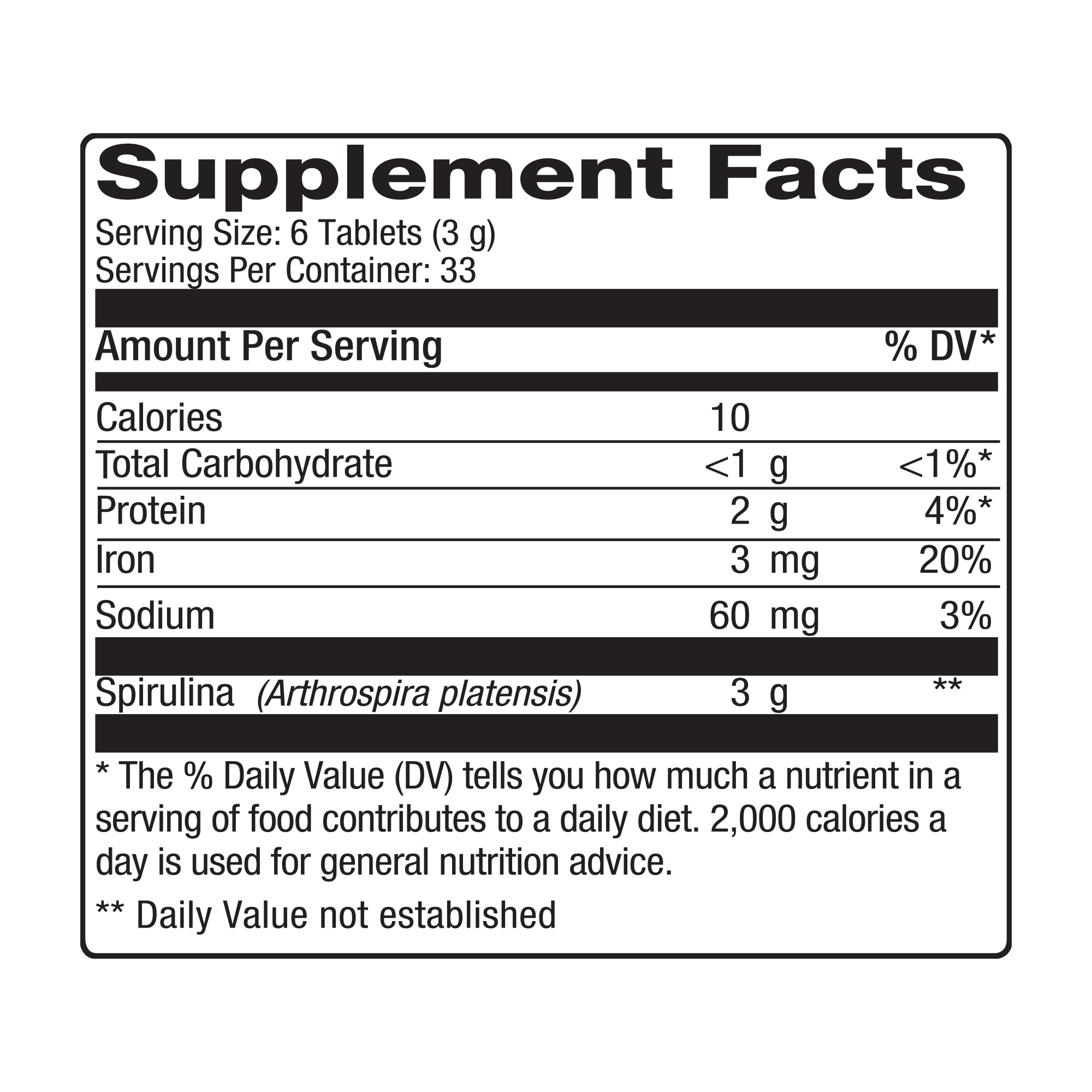 Hawaiian Spirulina Tablets 500mg - 200 Count